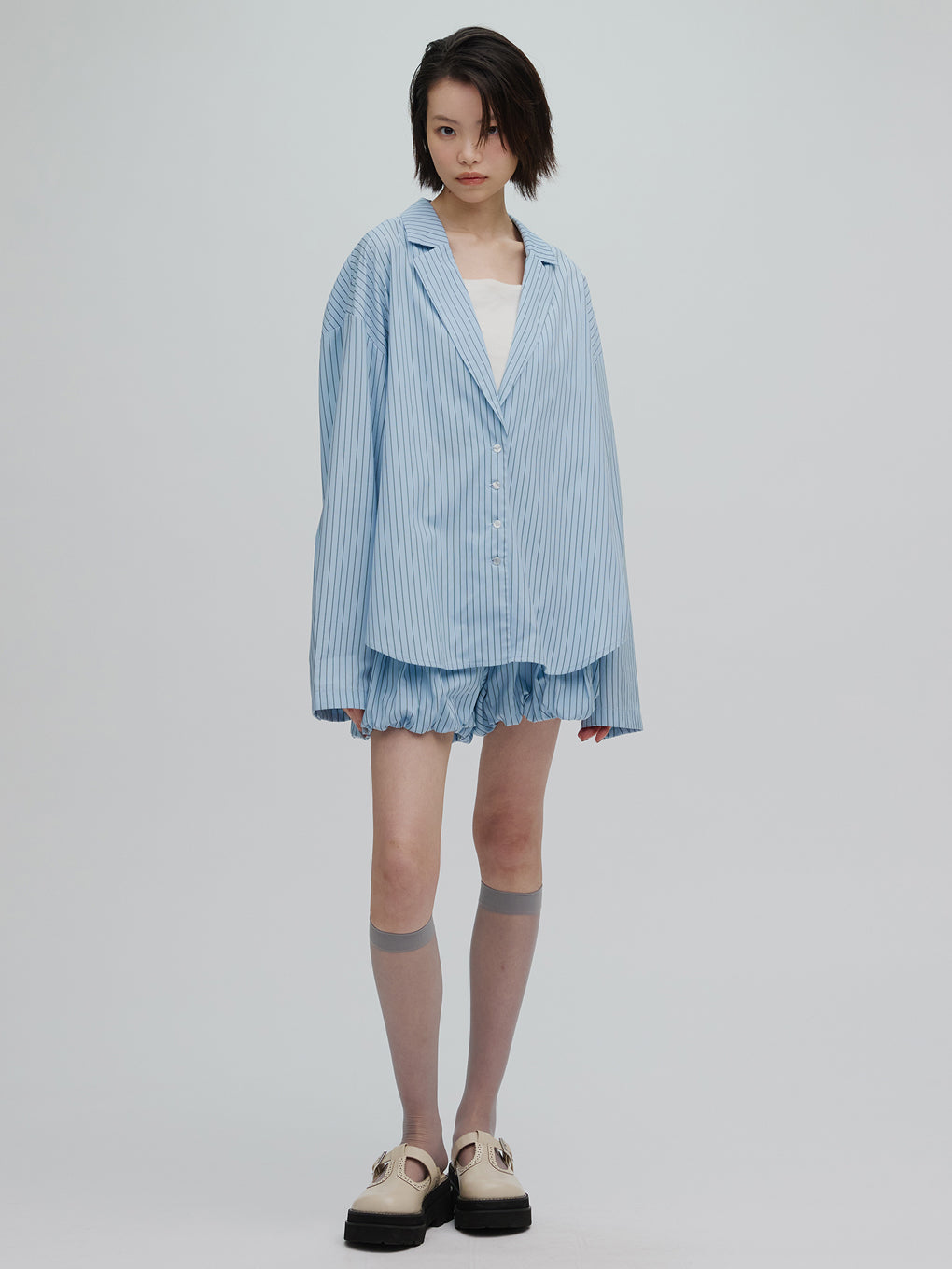 PINSTRIPE JACKET DETAIL SHIRT