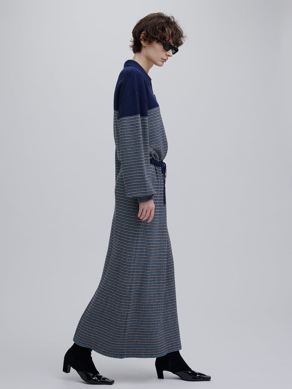 JERSEY LIKE CHECK KNIT DRESS