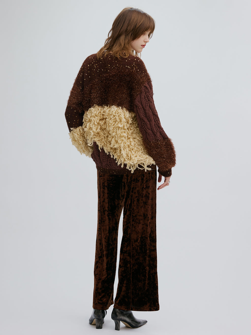 ACETATE VELOUR STRAIGHT WIDE PANTS