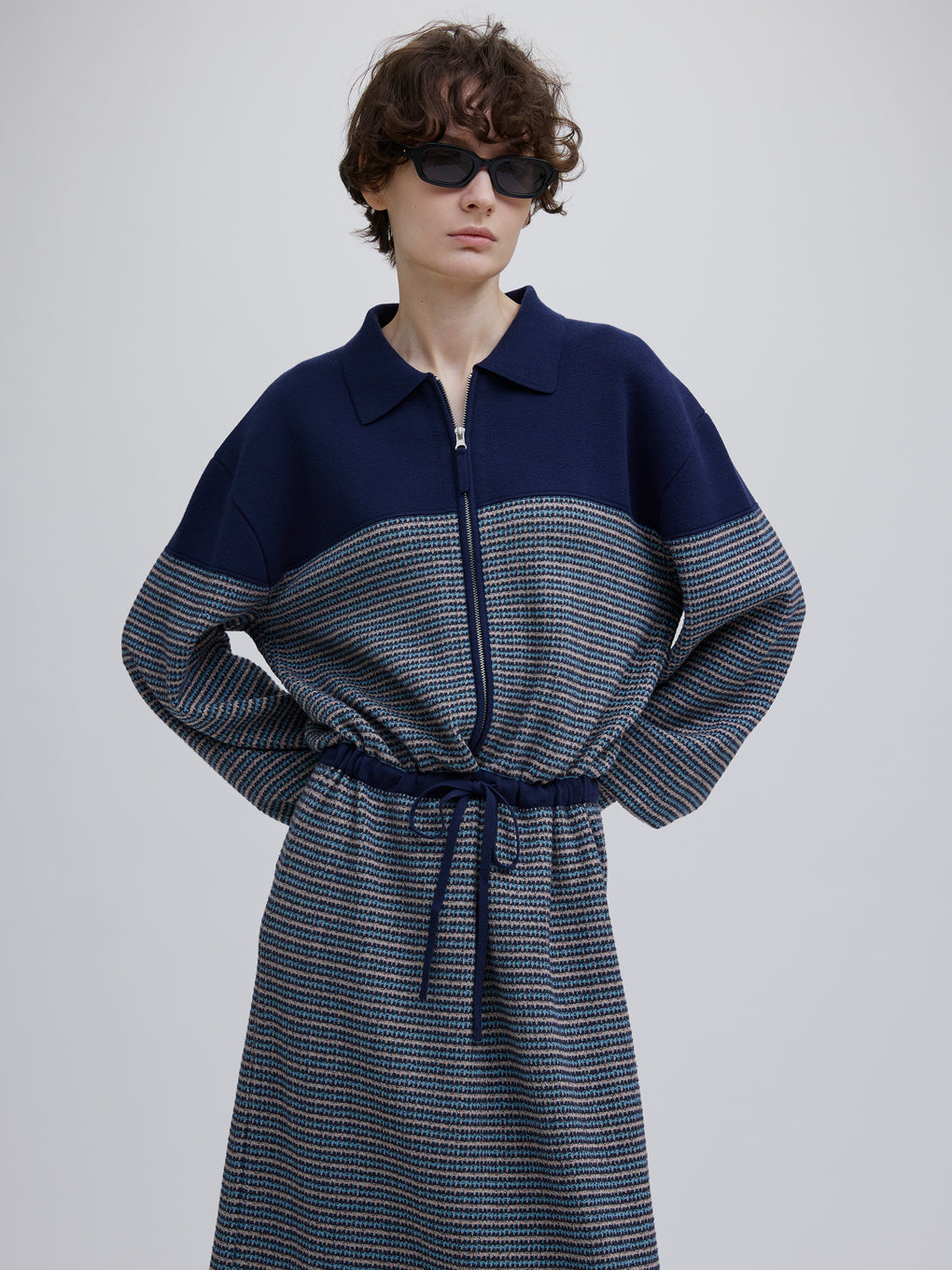 JERSEY LIKE CHECK KNIT DRESS