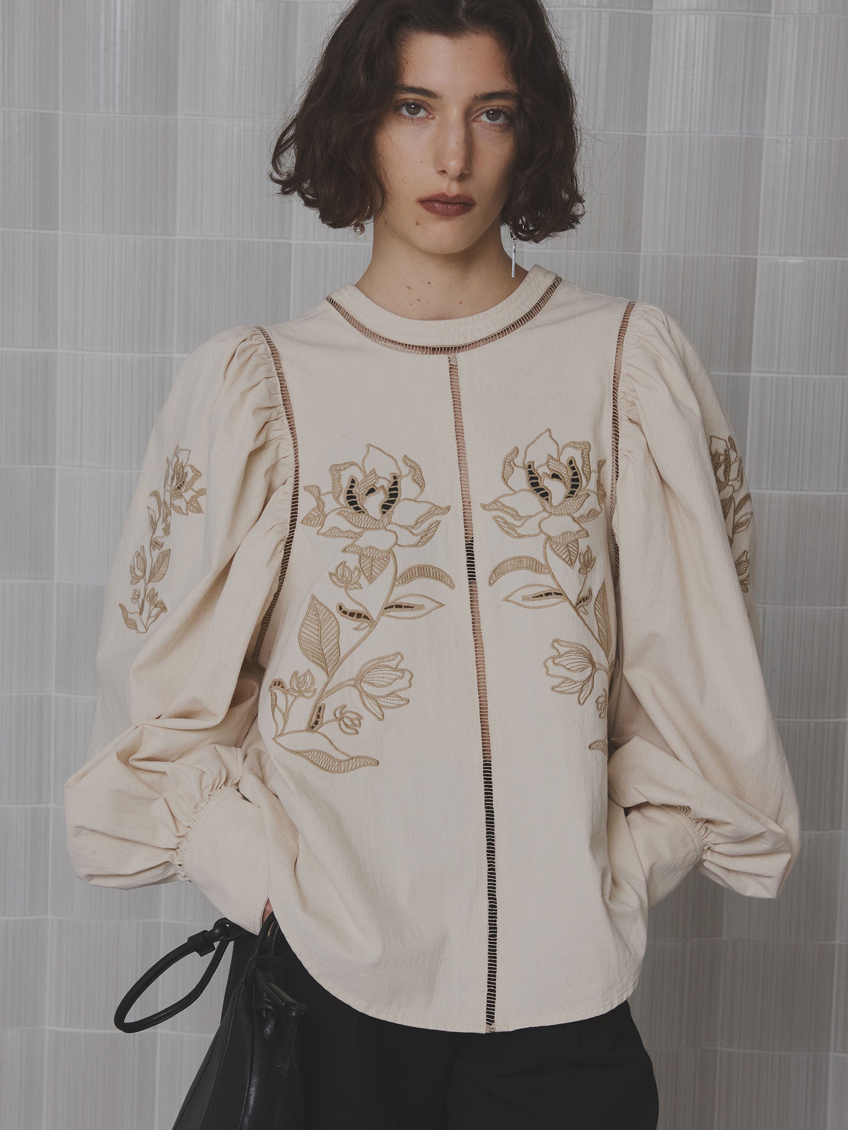 PUFF EMBROIDARY LACE BLOUSE