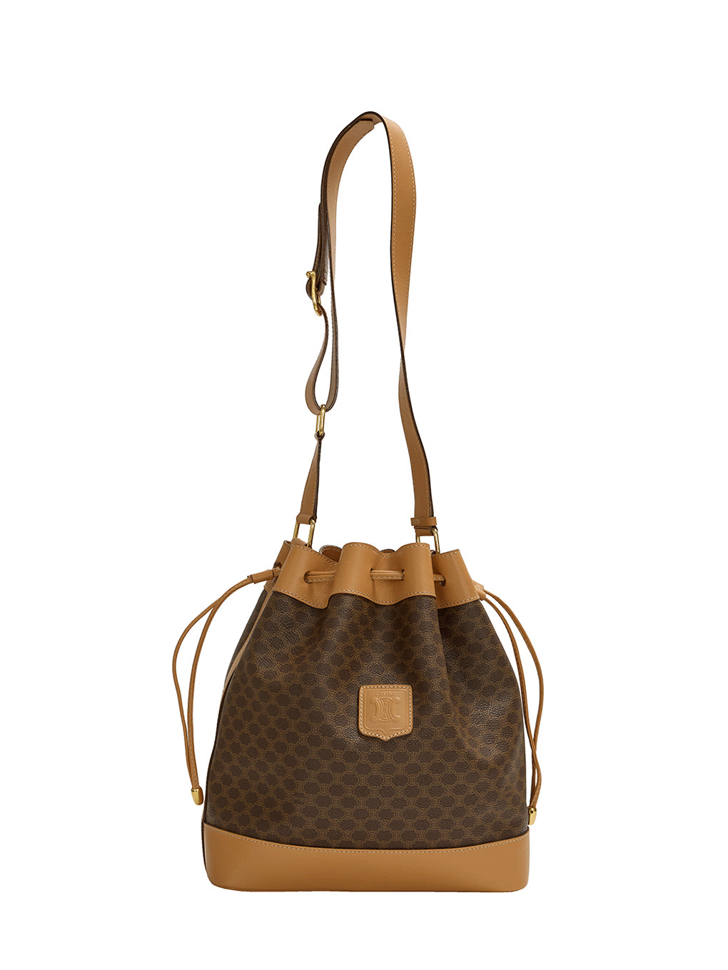 CELINE マカダム柄ブラゾン刻印巾着ショルダーバッグ