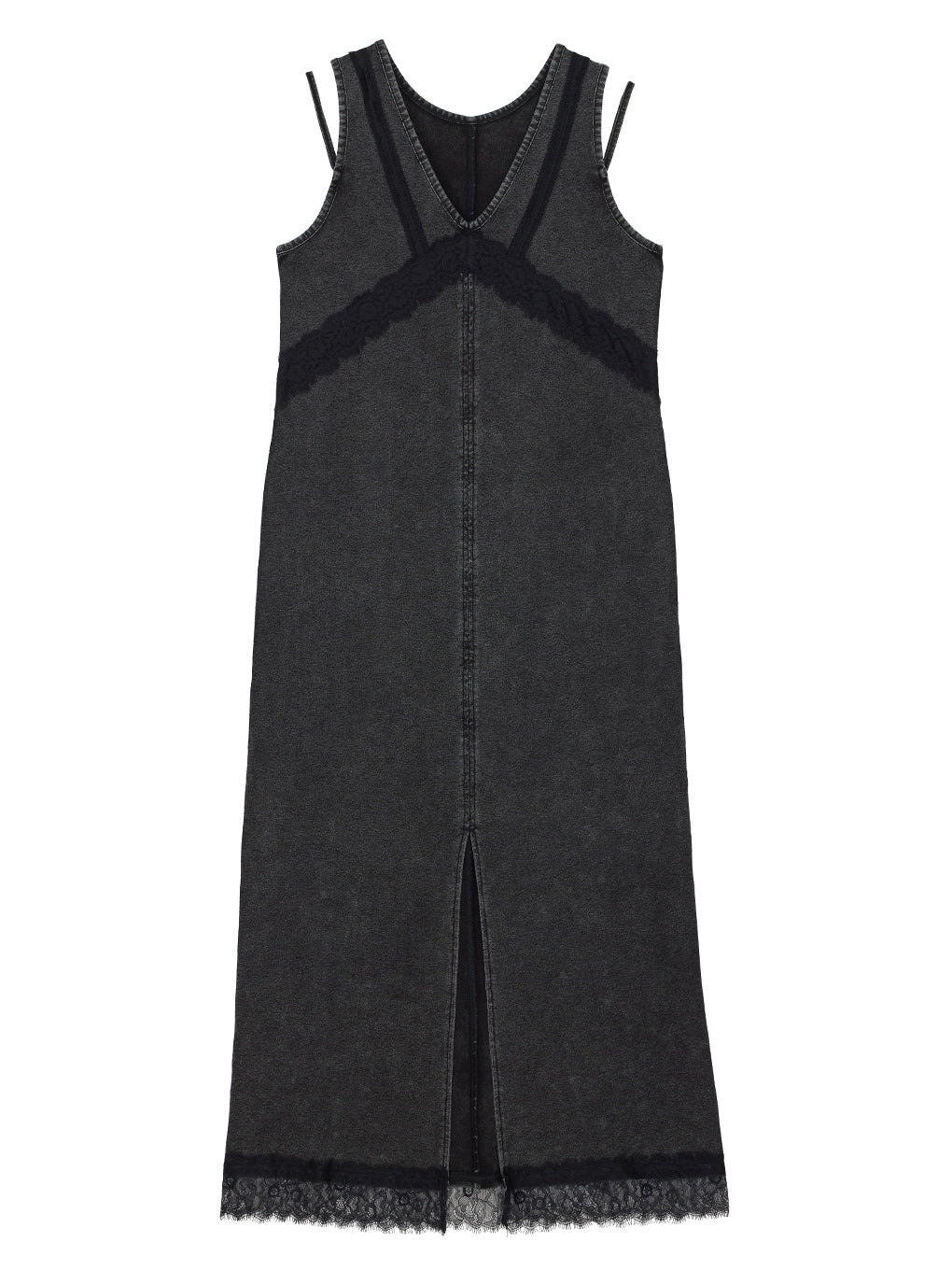 MEDI 2WAY DENIM LIKE LACE DOCKING DRESS