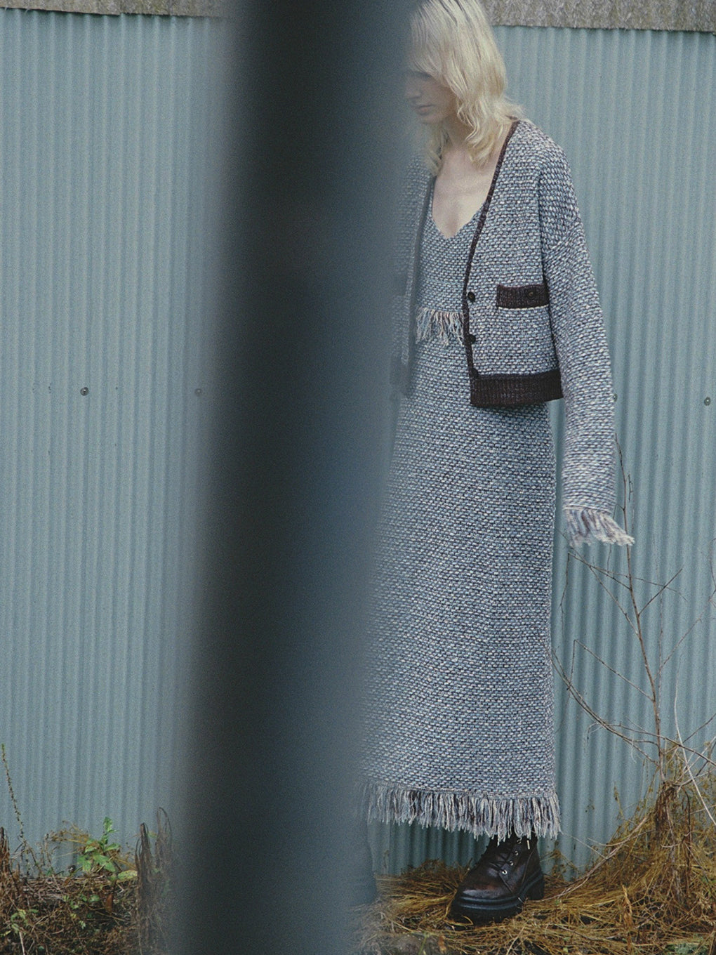 UND TWEED JUMPER SKIRT KNIT DRESS