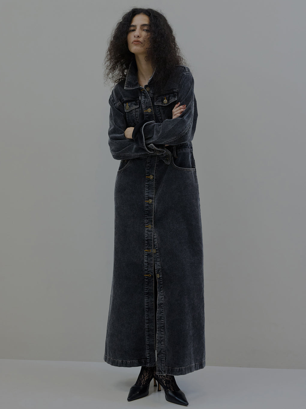 I LINE CORDUROY SHIRT DRESS