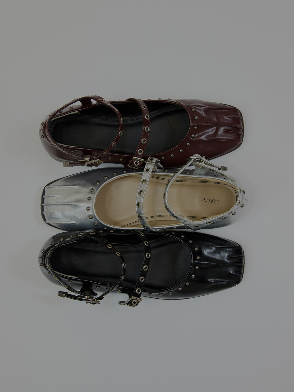 STUDS STRAP BALLET SHOES