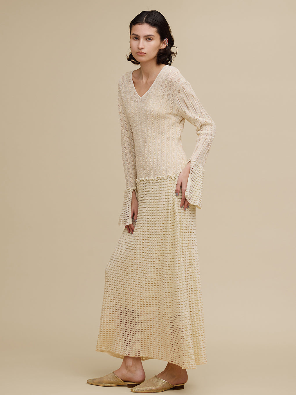 LADY CROCHET KNIT DRESS 