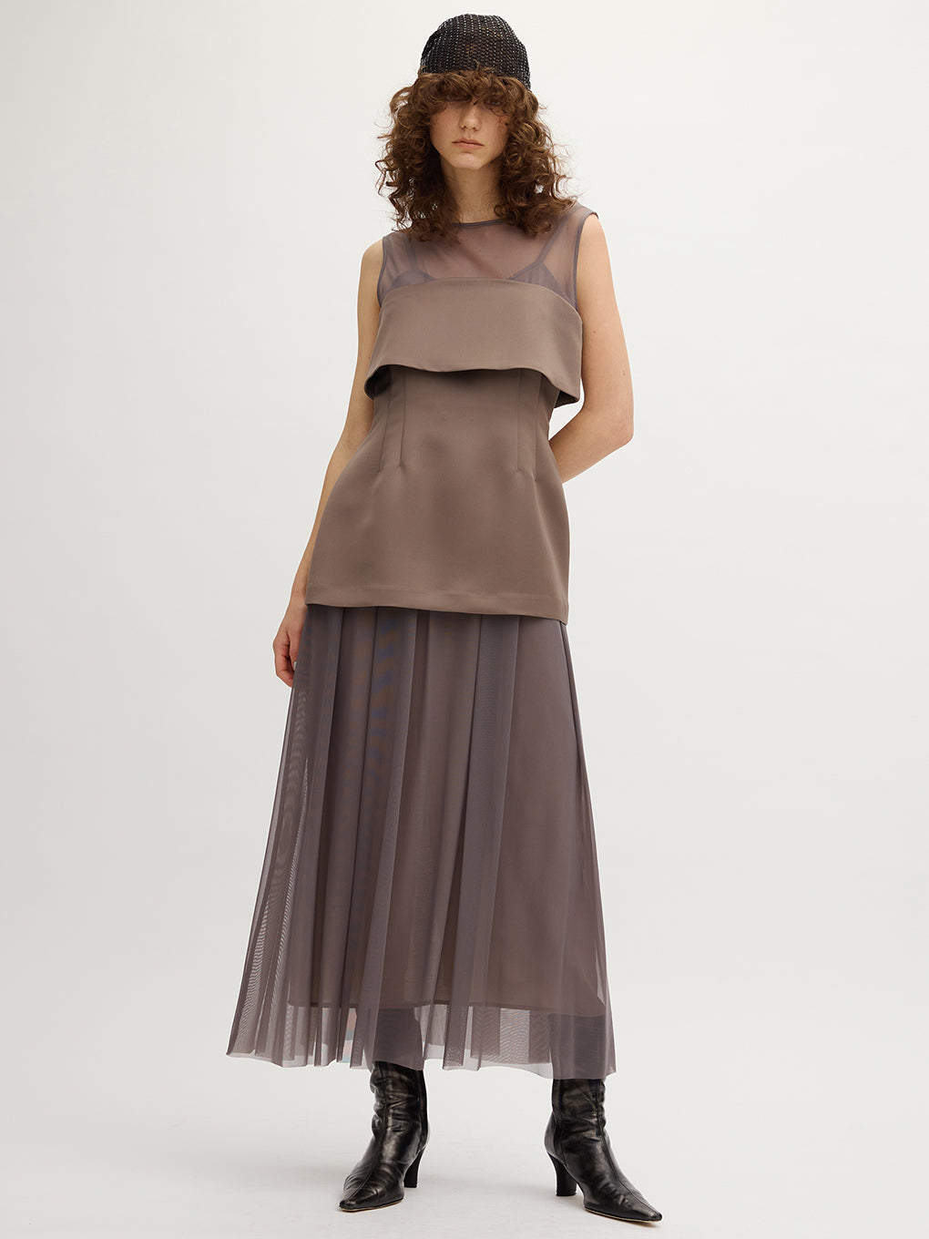 CORSET LAYERED SHEER DRESS 