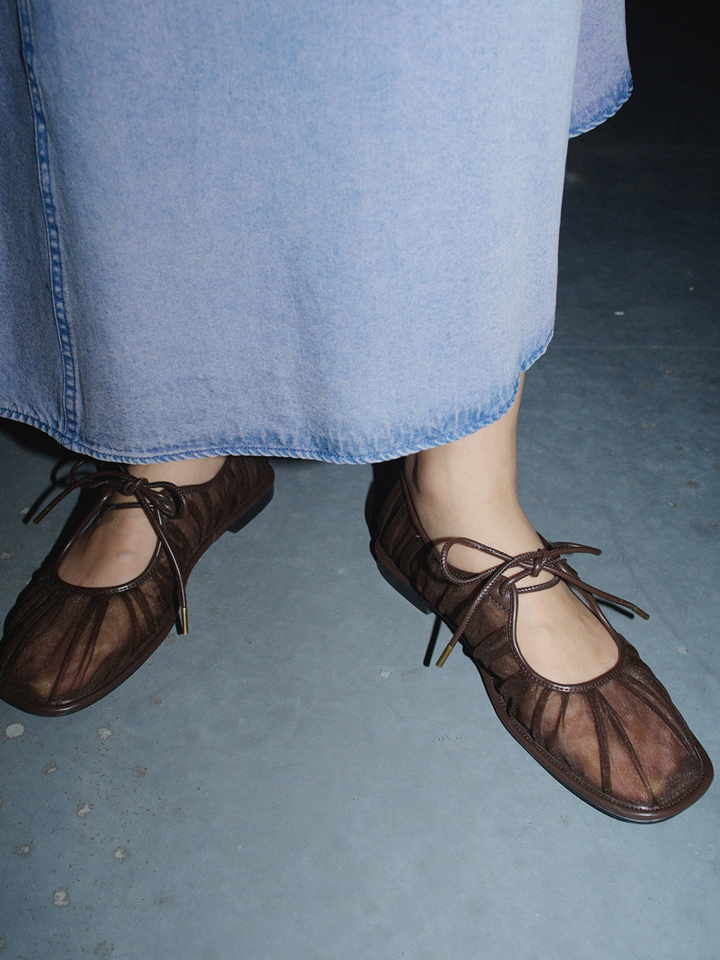 MESH RIBBON FLAT SHOES