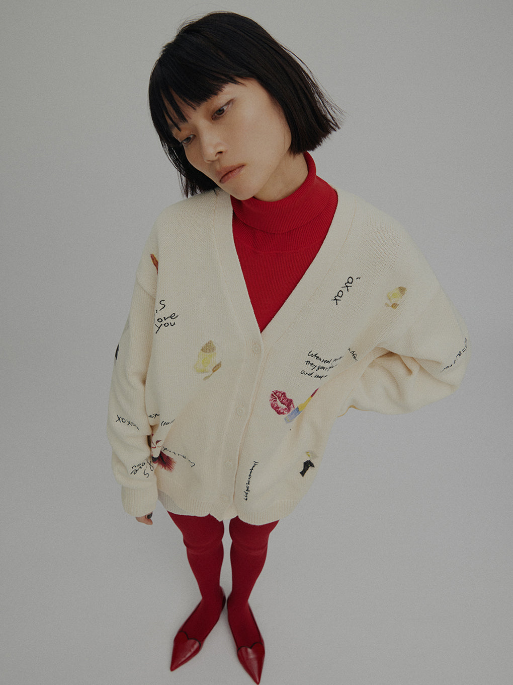 LITTLE FUNNY FACE KNIT CARDIGAN 