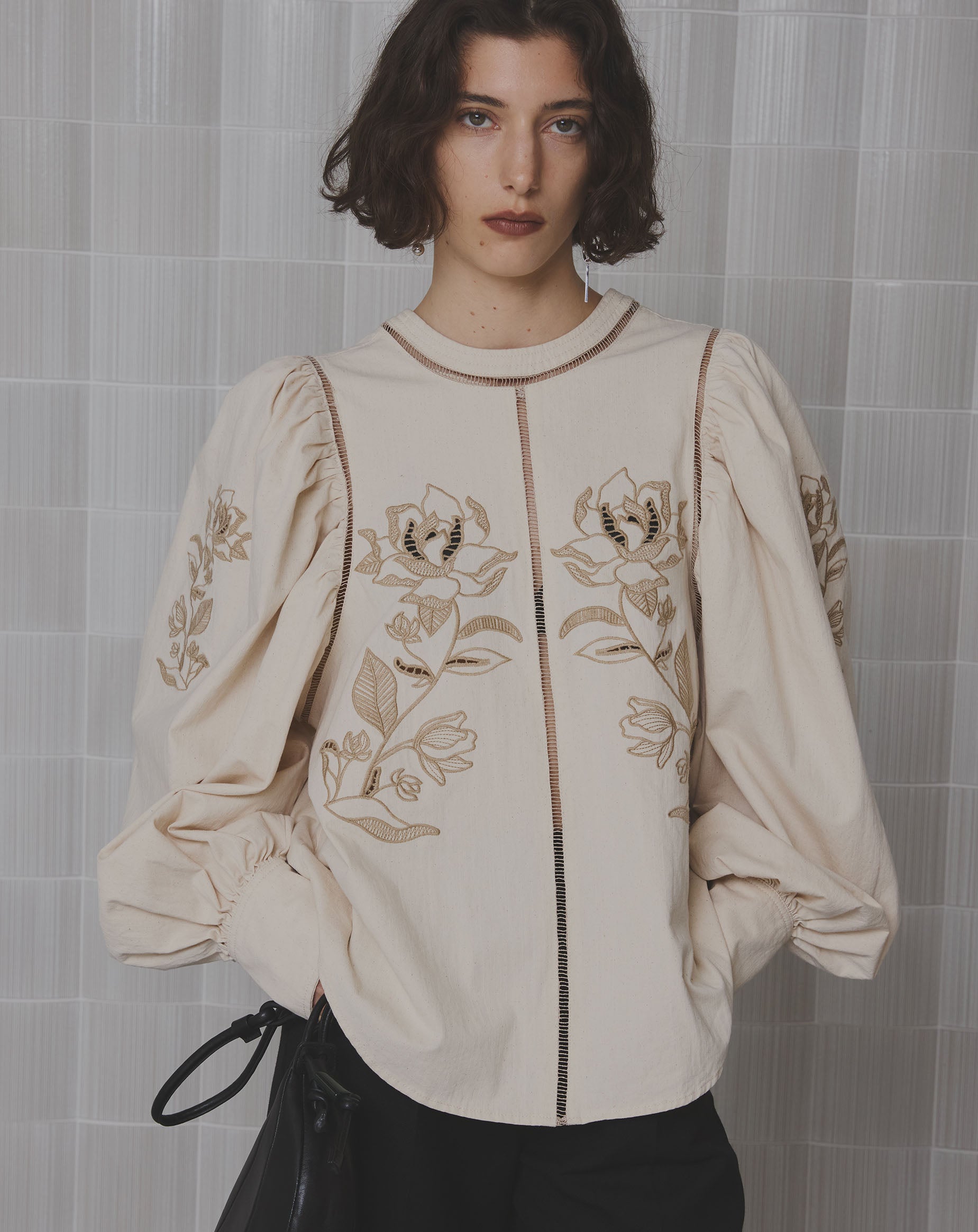 PUFF EMBROIDARY LACE BLOUSE