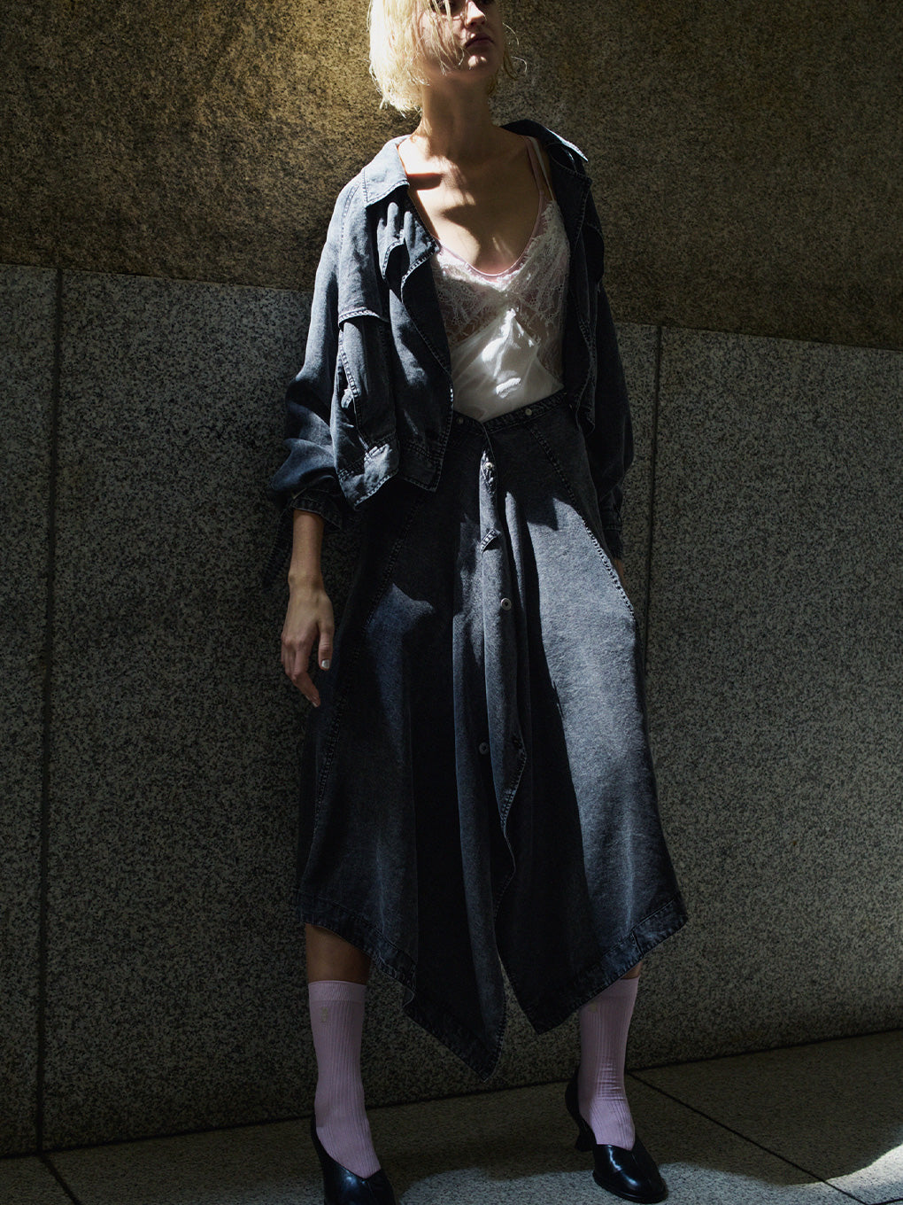 TENCEL DENIM SHORT TRENCH COAT