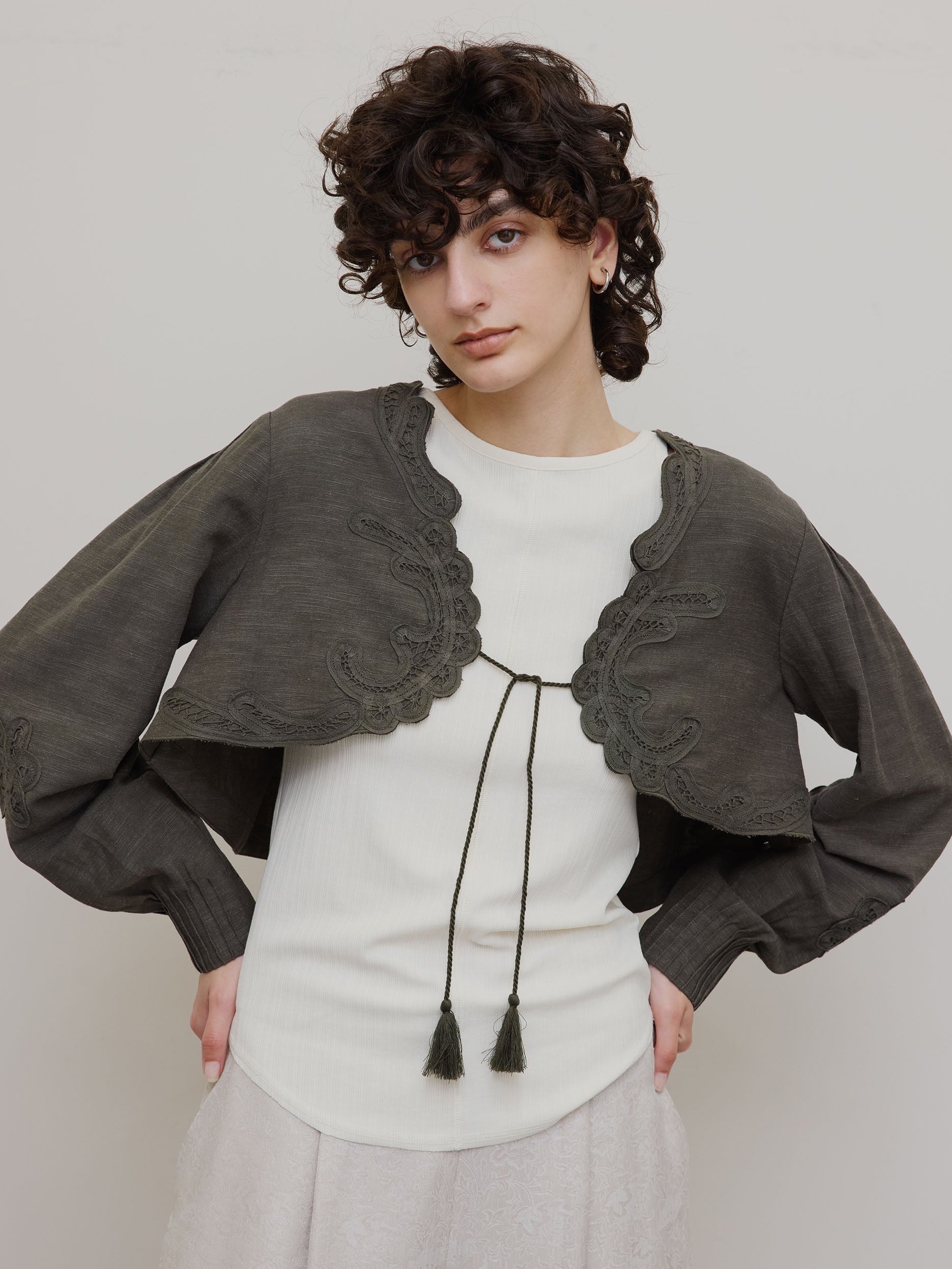 MEDI BATTEN LACE BOLERO BLOUSE