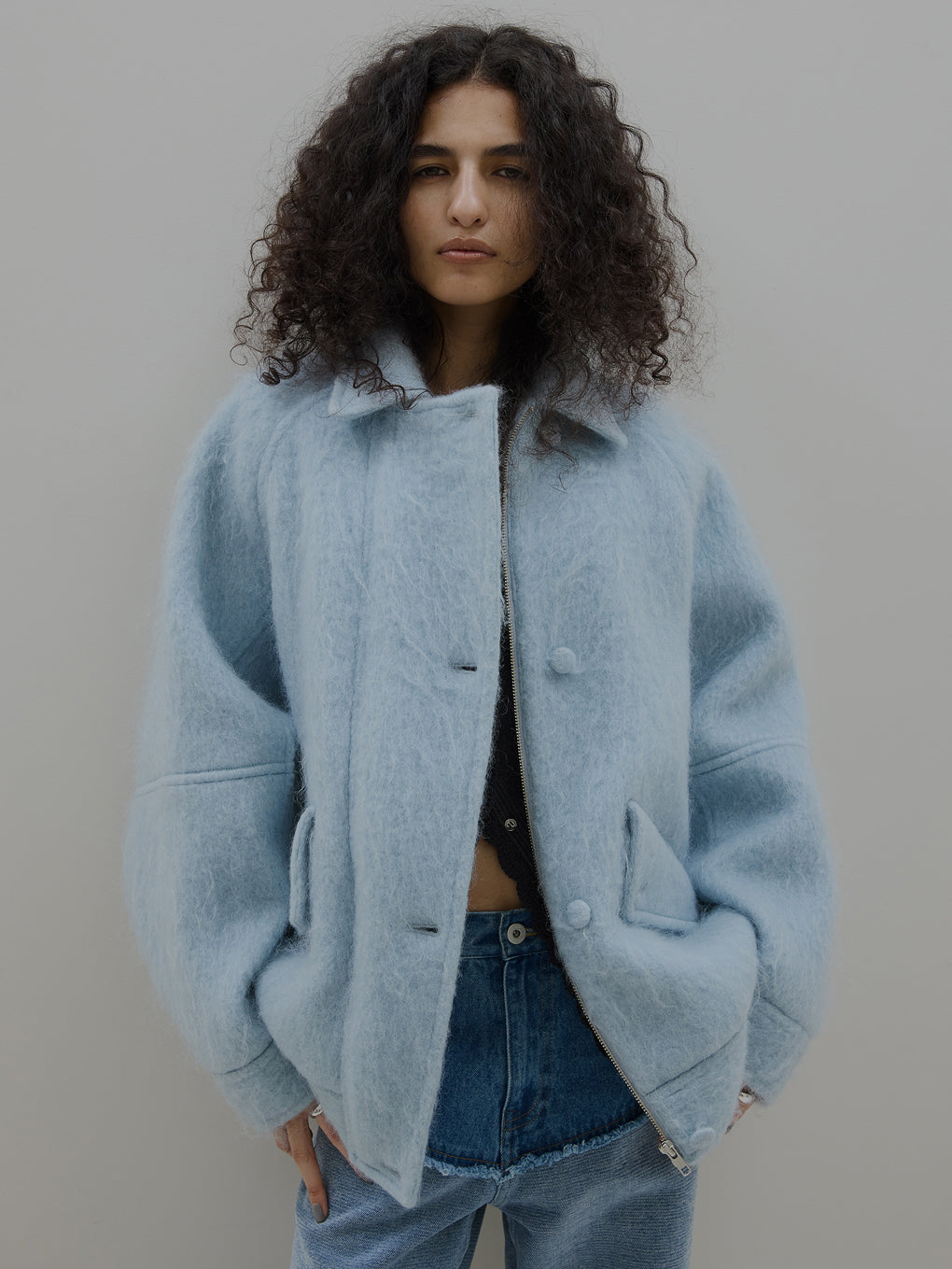 UND MOHAIR SHAGGY FLIGHT JACKET