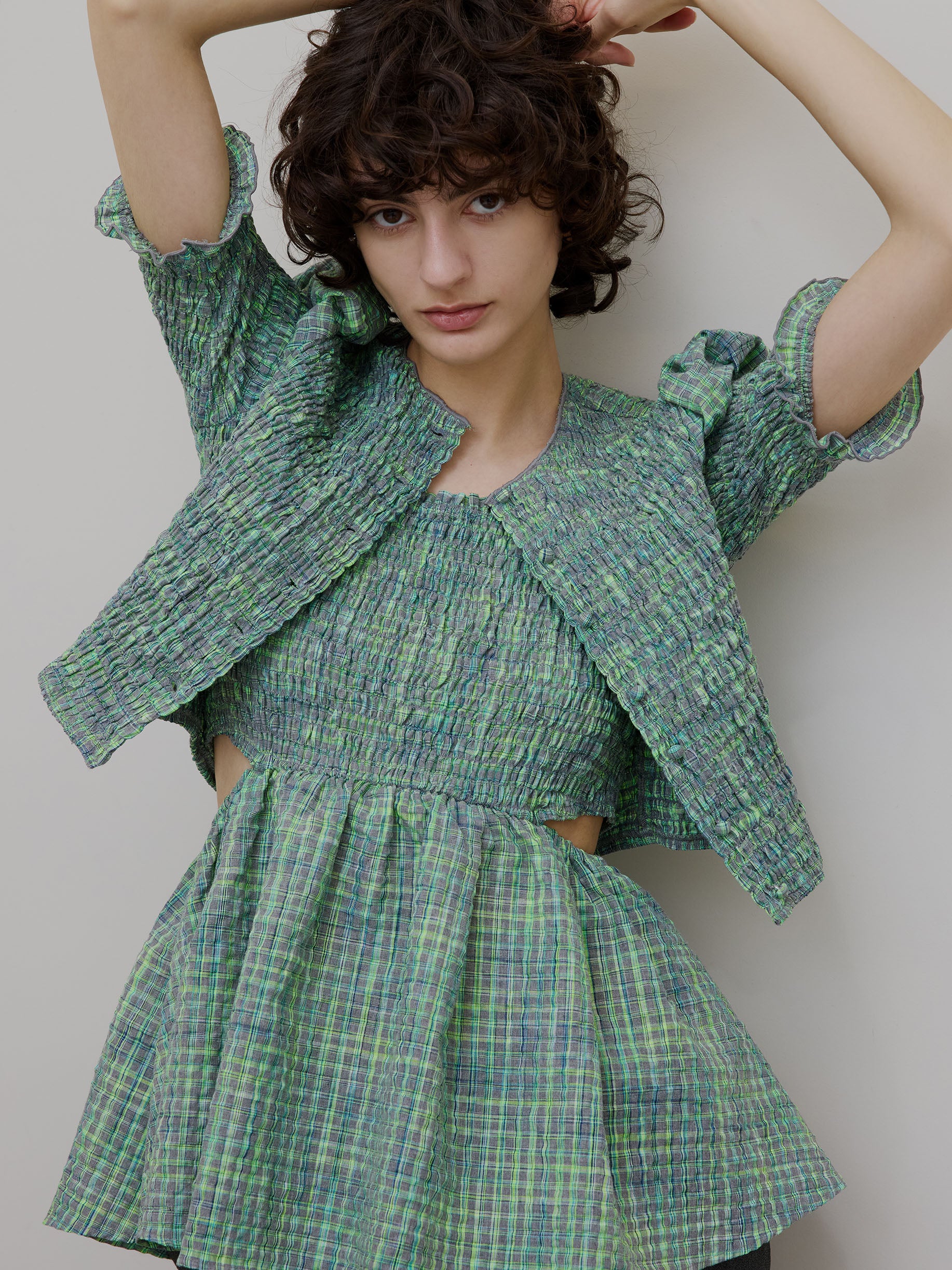 MEDI BUSTIER SET SHIRRING SHORT TOP
