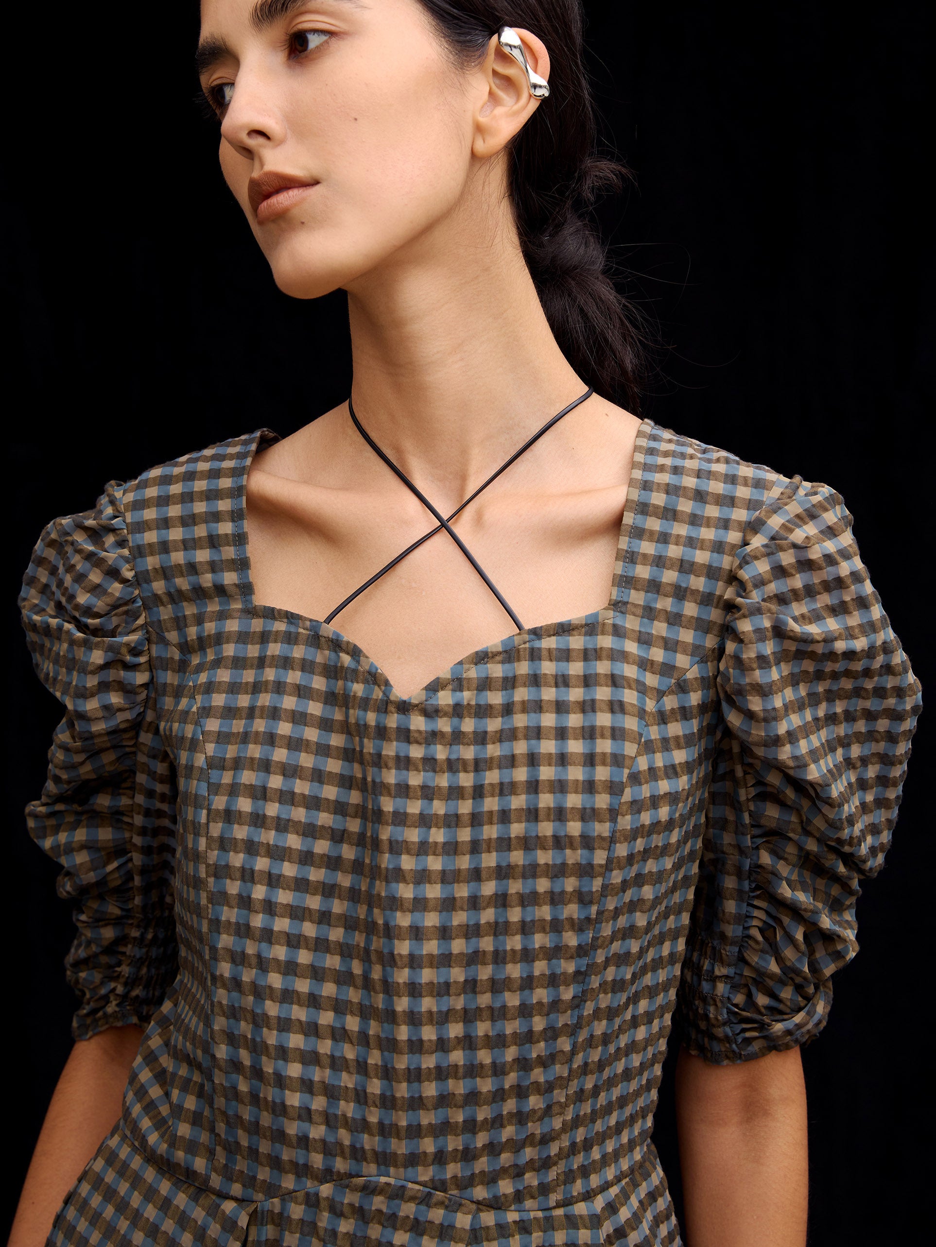 SEERSUCKER VOLUME HEM DRESS