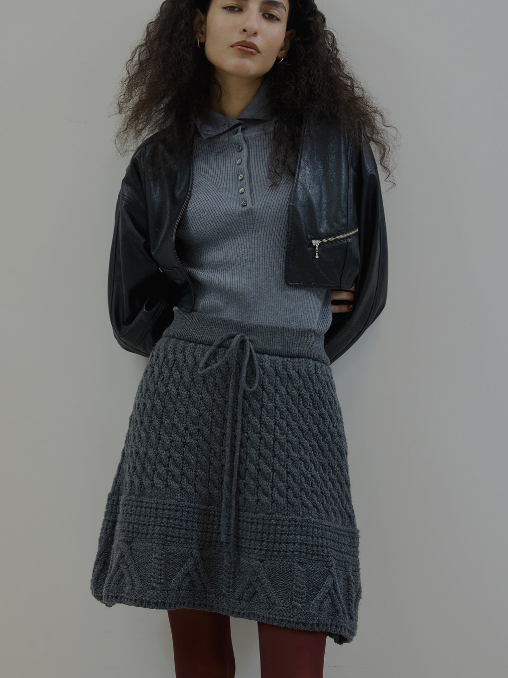 CABLE KNIT MINI SKIRT