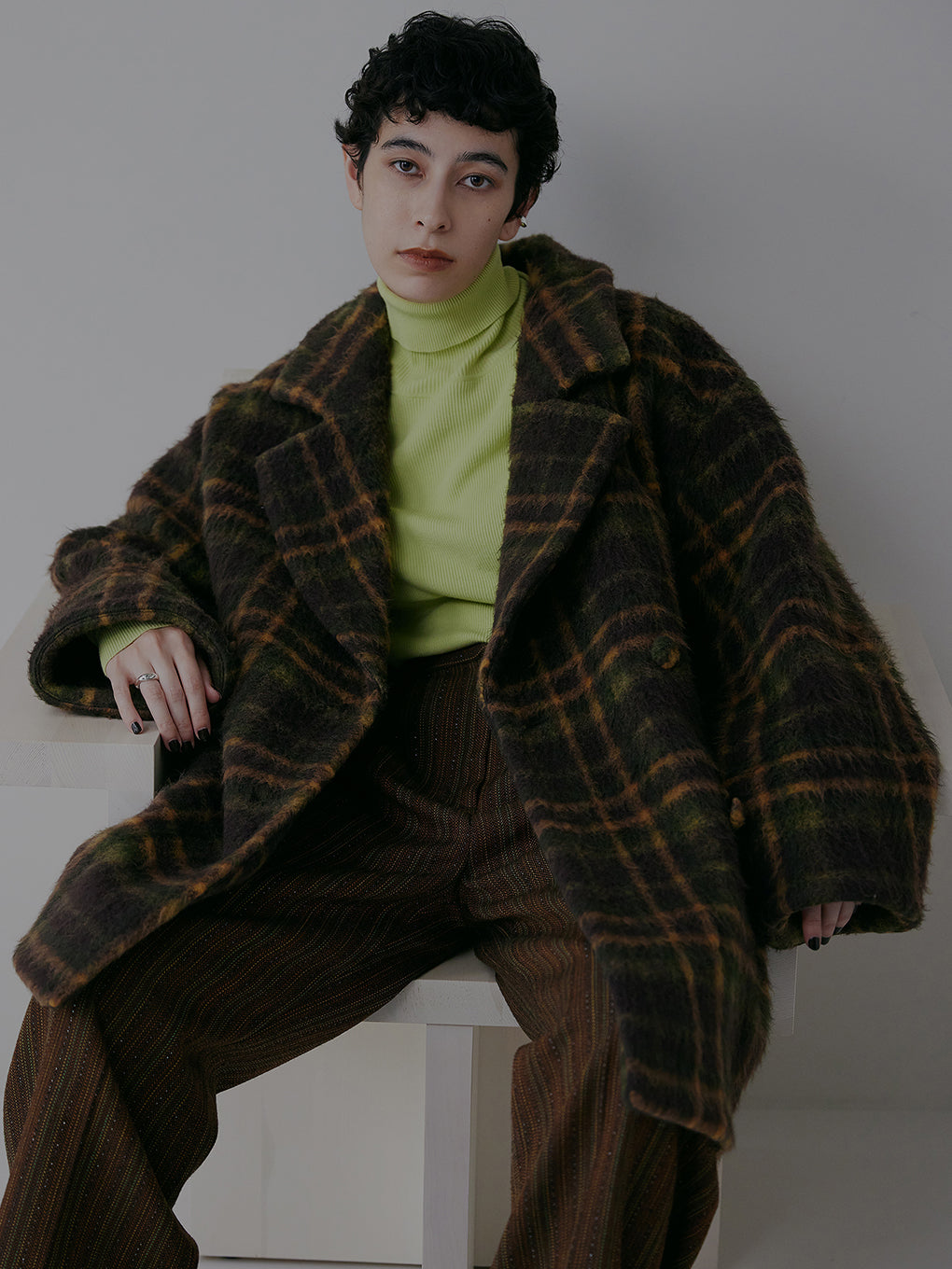 ADORABLE SHAGGY CHECK COAT
