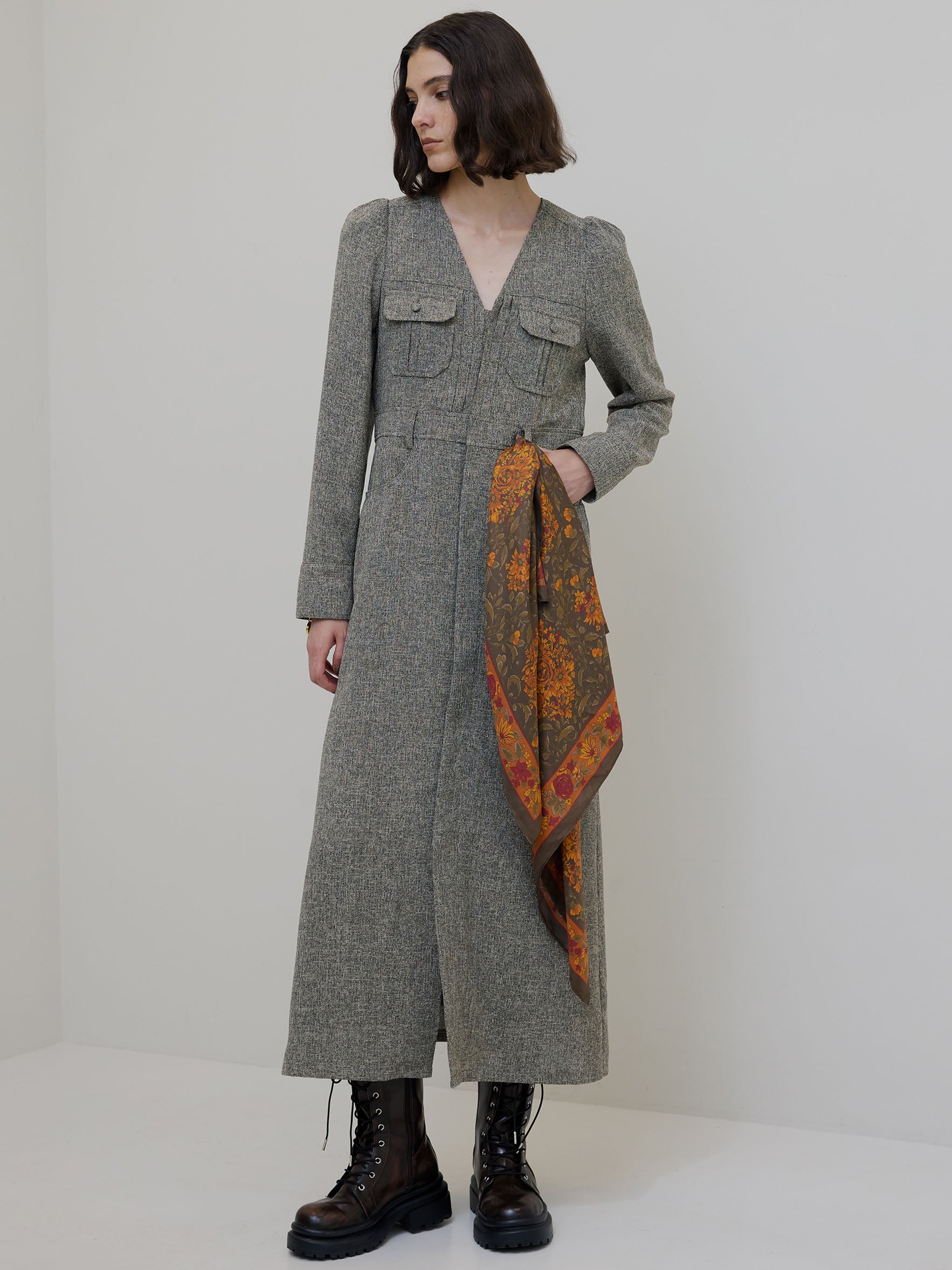 ADORABLE BACK RIBBON TWEED DRESS