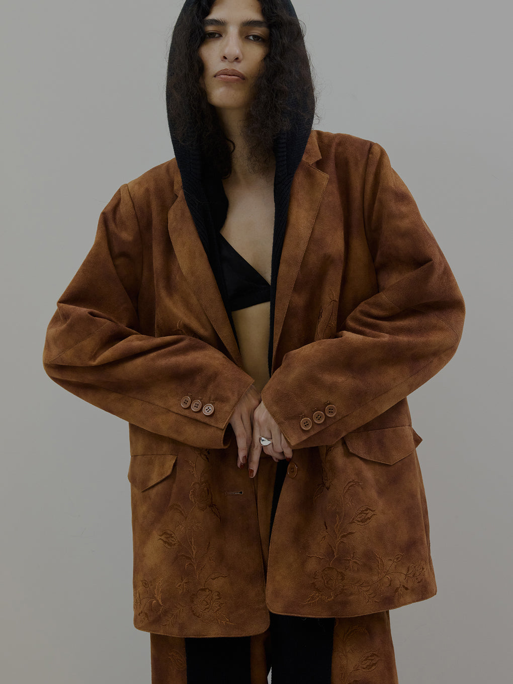 SYNTHETIC SUEDE EMBROIDERY JACKET