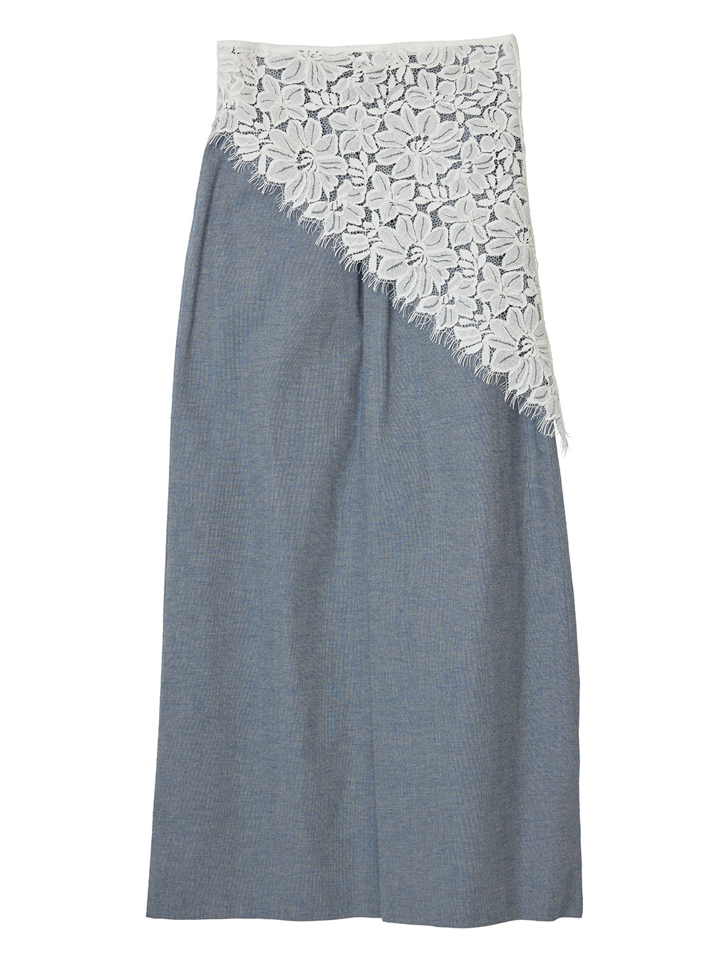 MELANGE STRAIGHT SKIRT WITH LACE SCARF