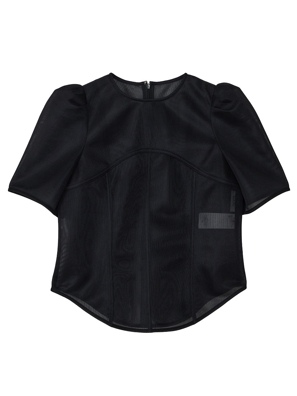 SHEER CARDBOARD PUFF SHOULDER TOP