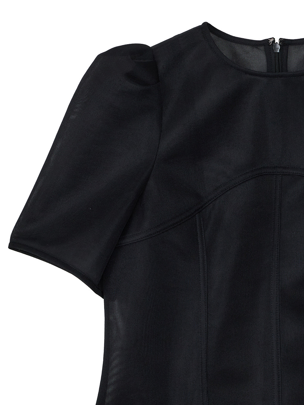 SHEER CARDBOARD PUFF SHOULDER TOP