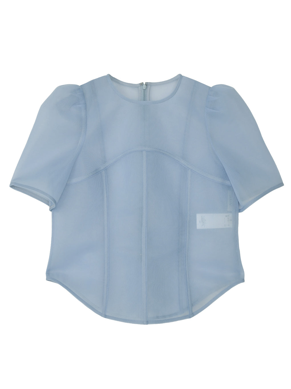 SHEER CARDBOARD PUFF SHOULDER TOP