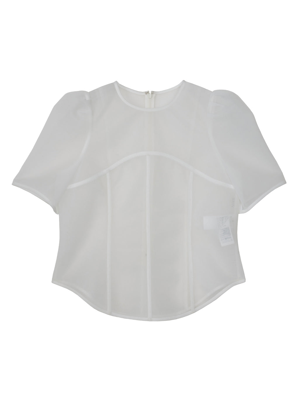 SHEER CARDBOARD PUFF SHOULDER TOP
