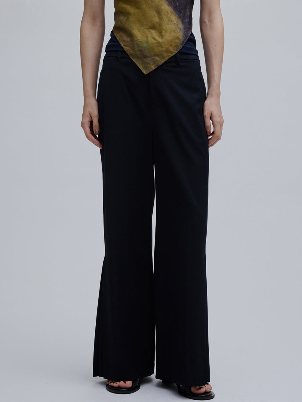 HEM TUCK STRAIGHT WIDE PANTS