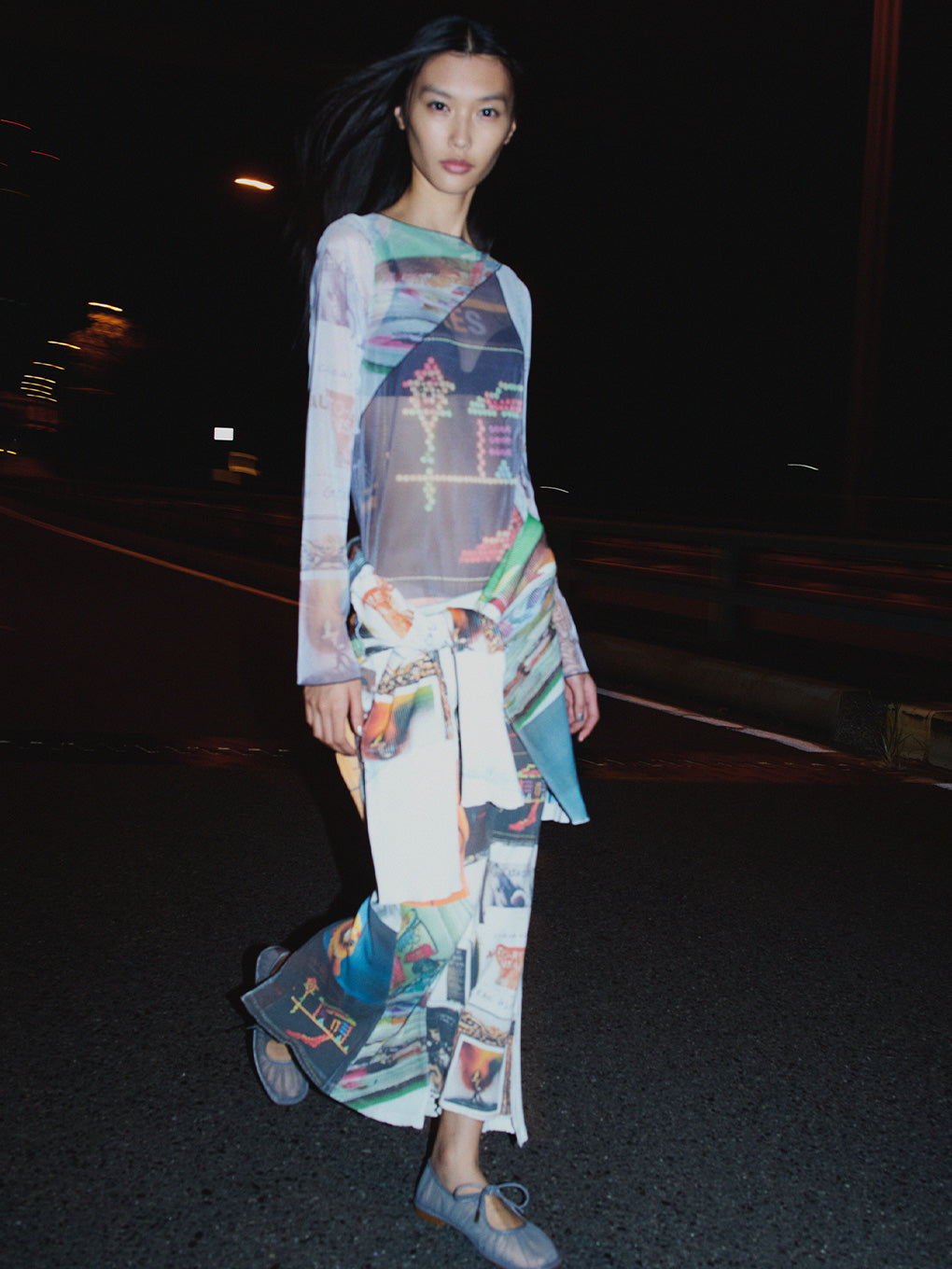 2WAY EMOTIONAL COLLAGE SHEER TOP