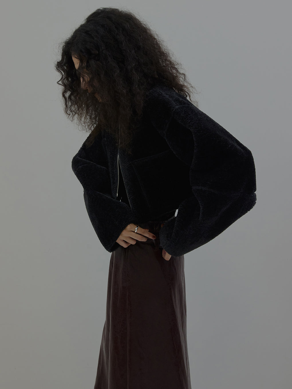 BOA COLLARLESS REVERSIBLE SHORT JACKET
