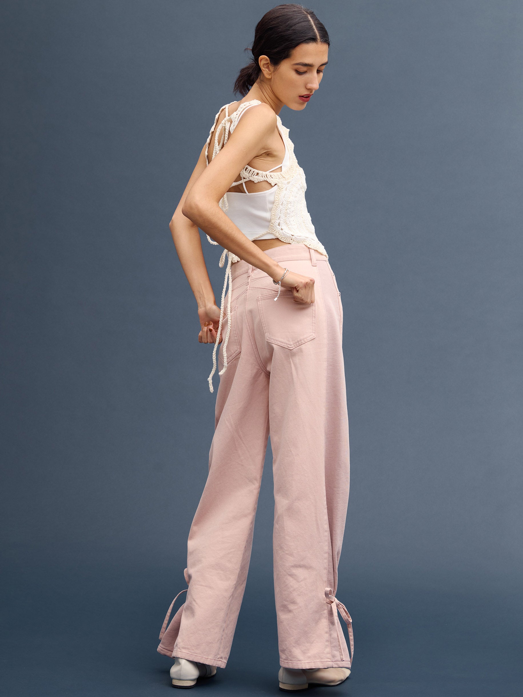 SIDE SWITCH 2WAY RIBBON DENIM PANTS