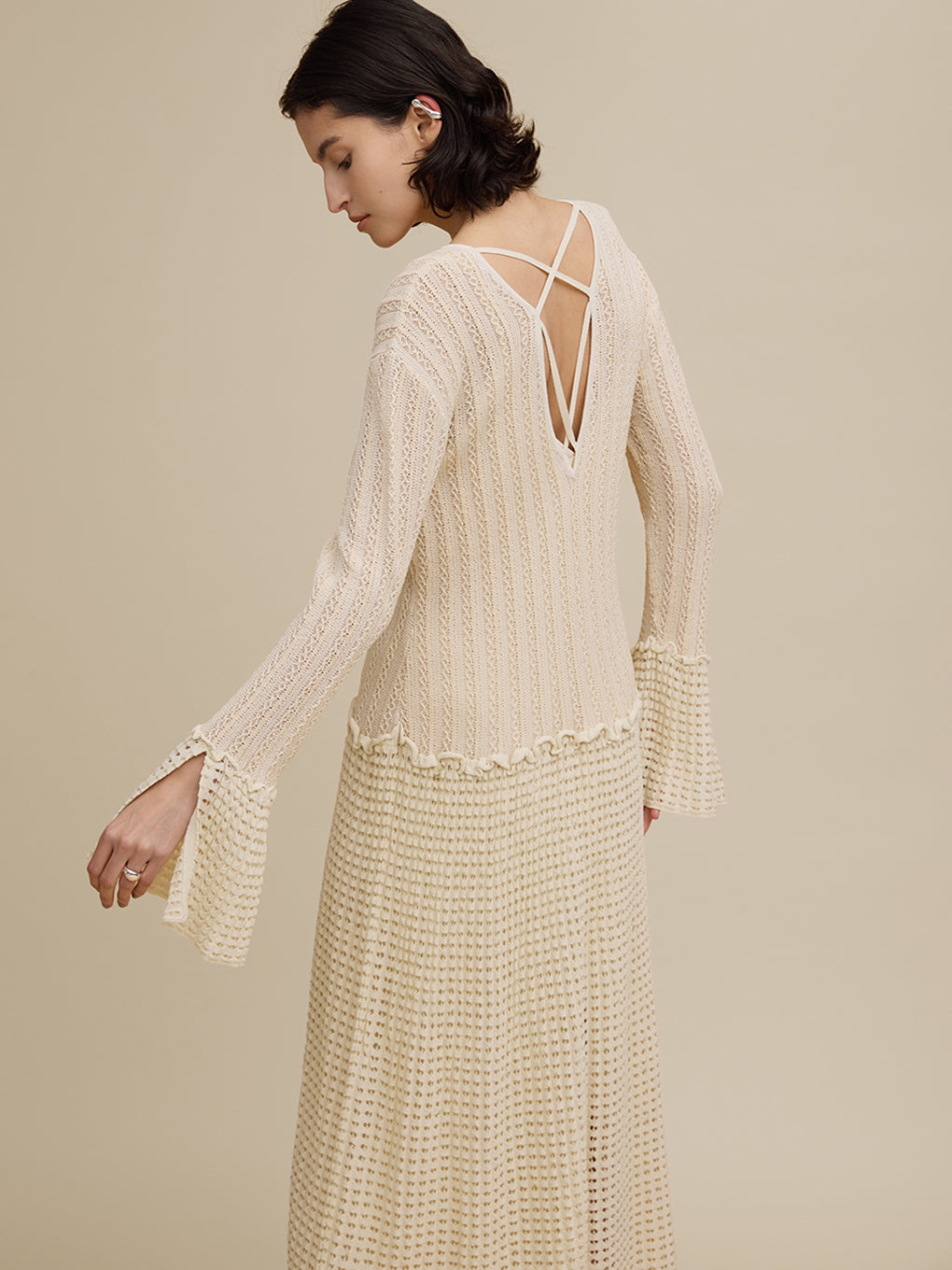 LADY CROCHET KNIT DRESS