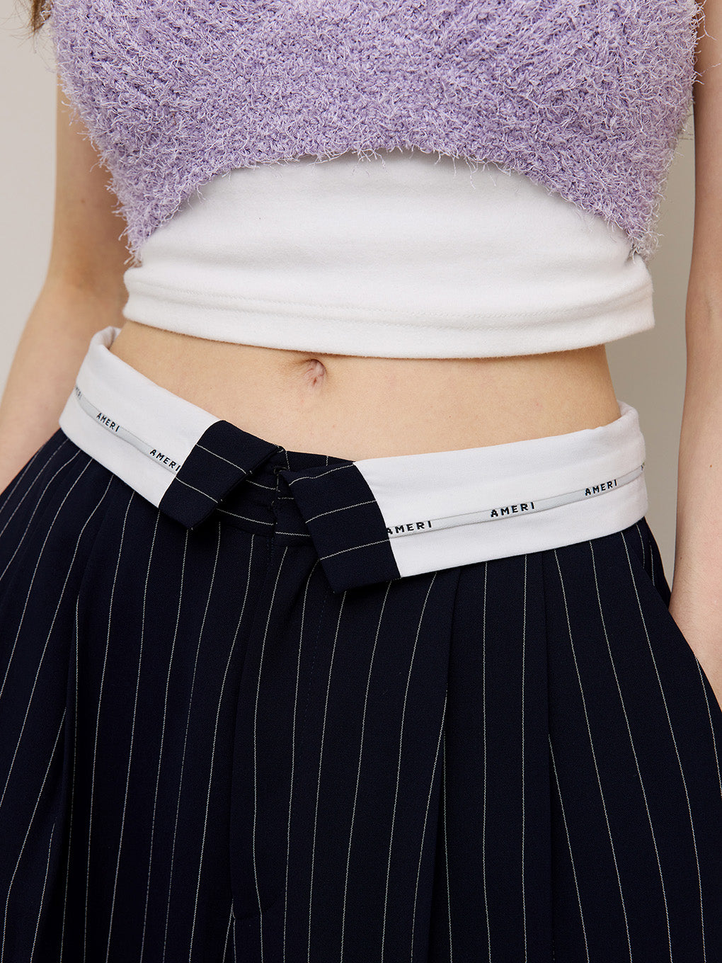 TURN BACK WAIST WIDE PANTS
