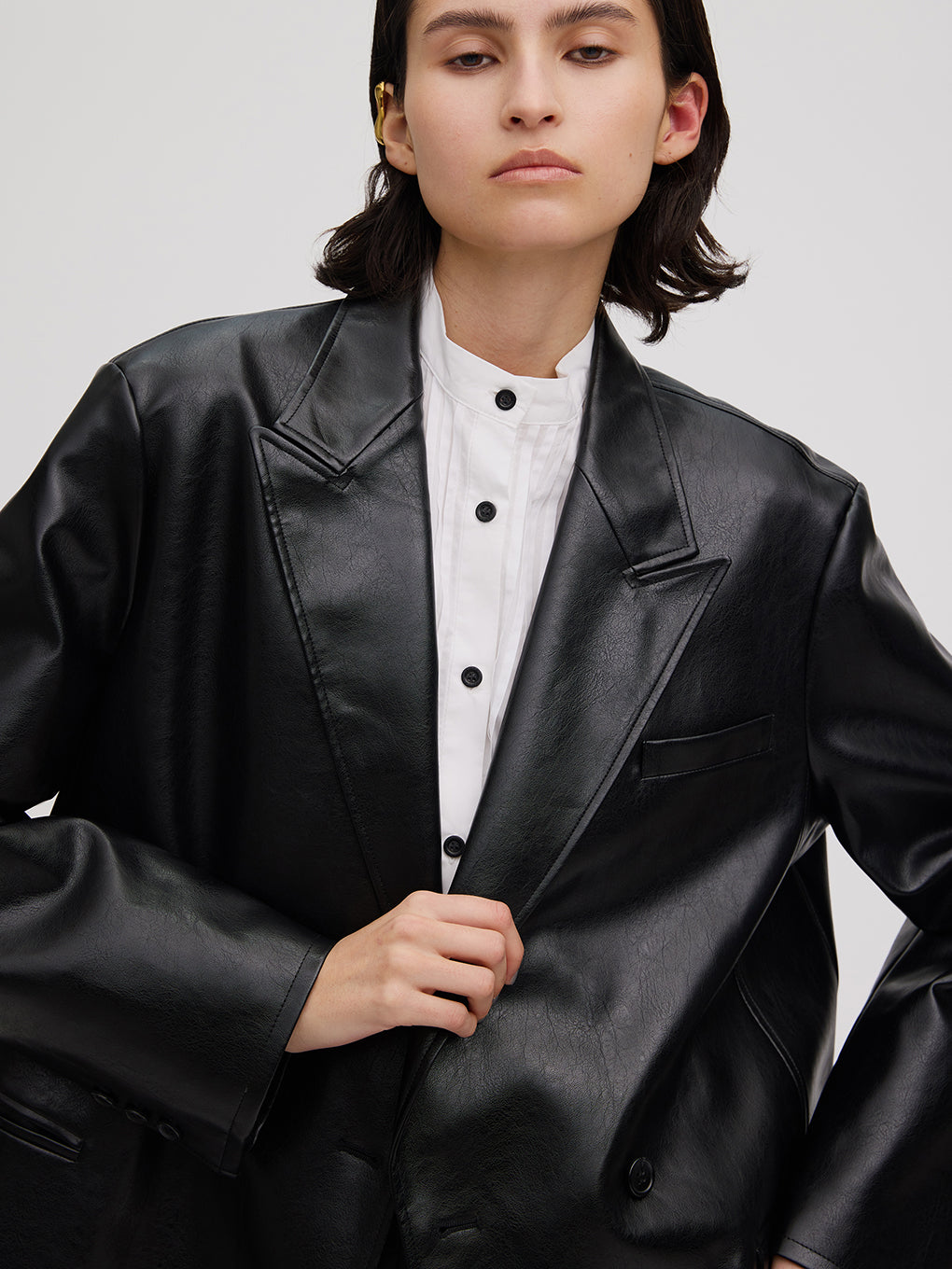 LUSTER FAKE LEATHER JACKET