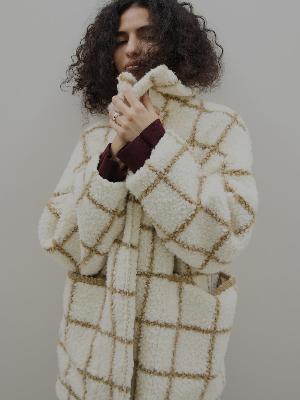 UND WINDOWPANE ZIPUP MIDI COAT