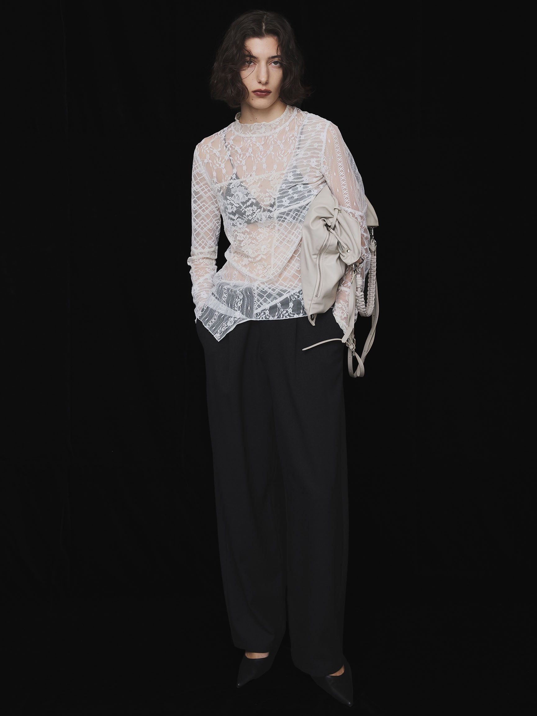 LACE PATCHWORK ASYMMETRY TOP