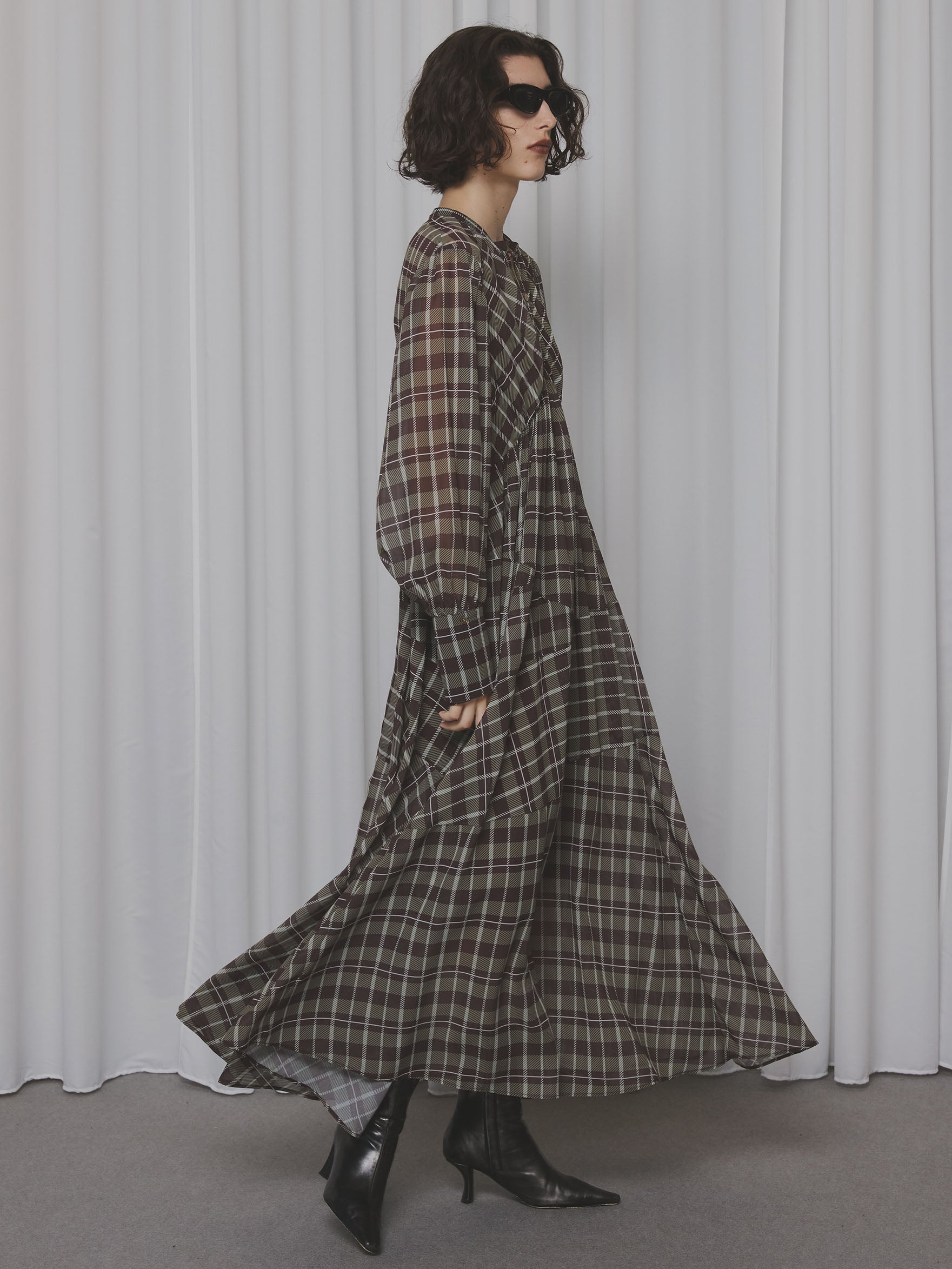 IRREGULAR PLAID PATTERN DRESS