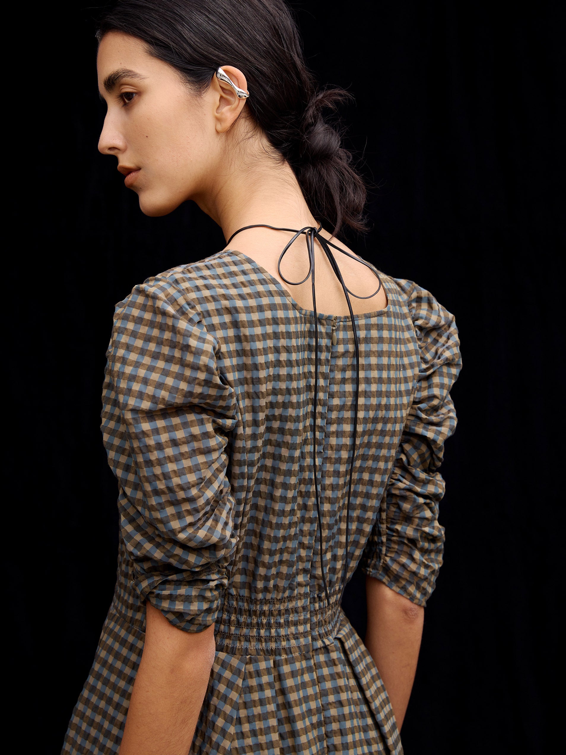 SEERSUCKER VOLUME HEM DRESS