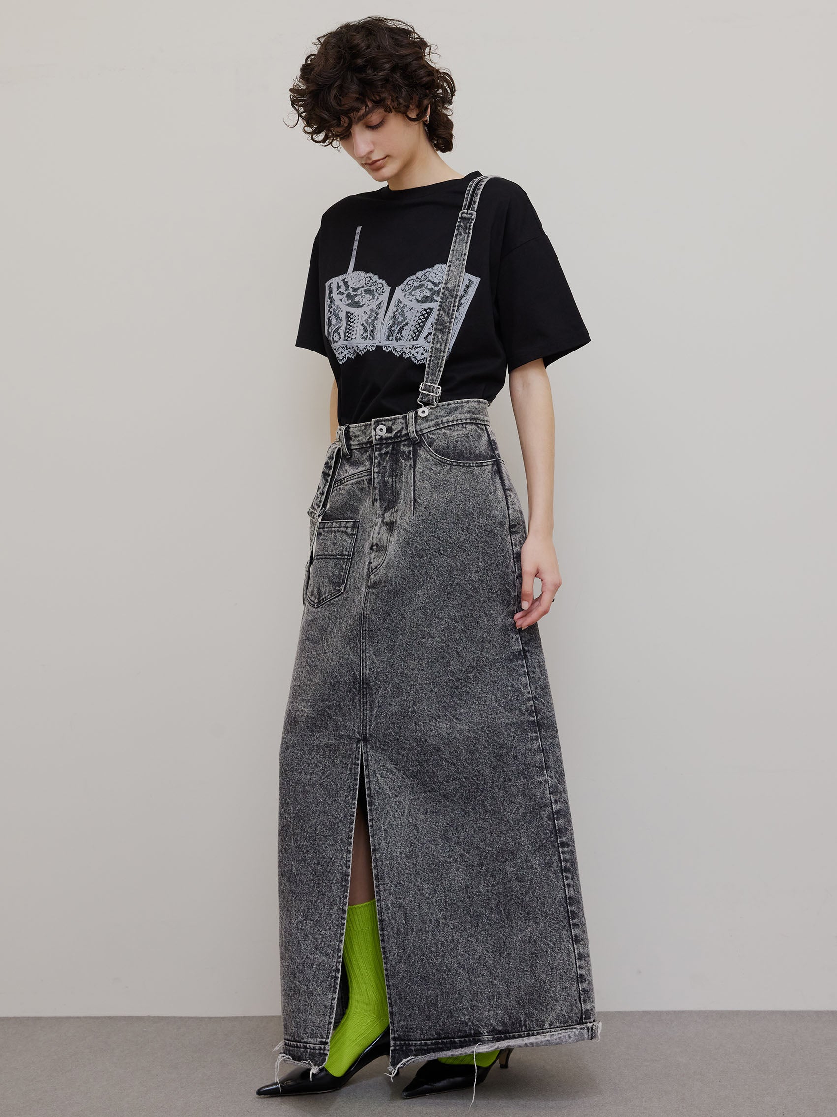 MEDI INVERT SUSPENDER DENIM SKIRT