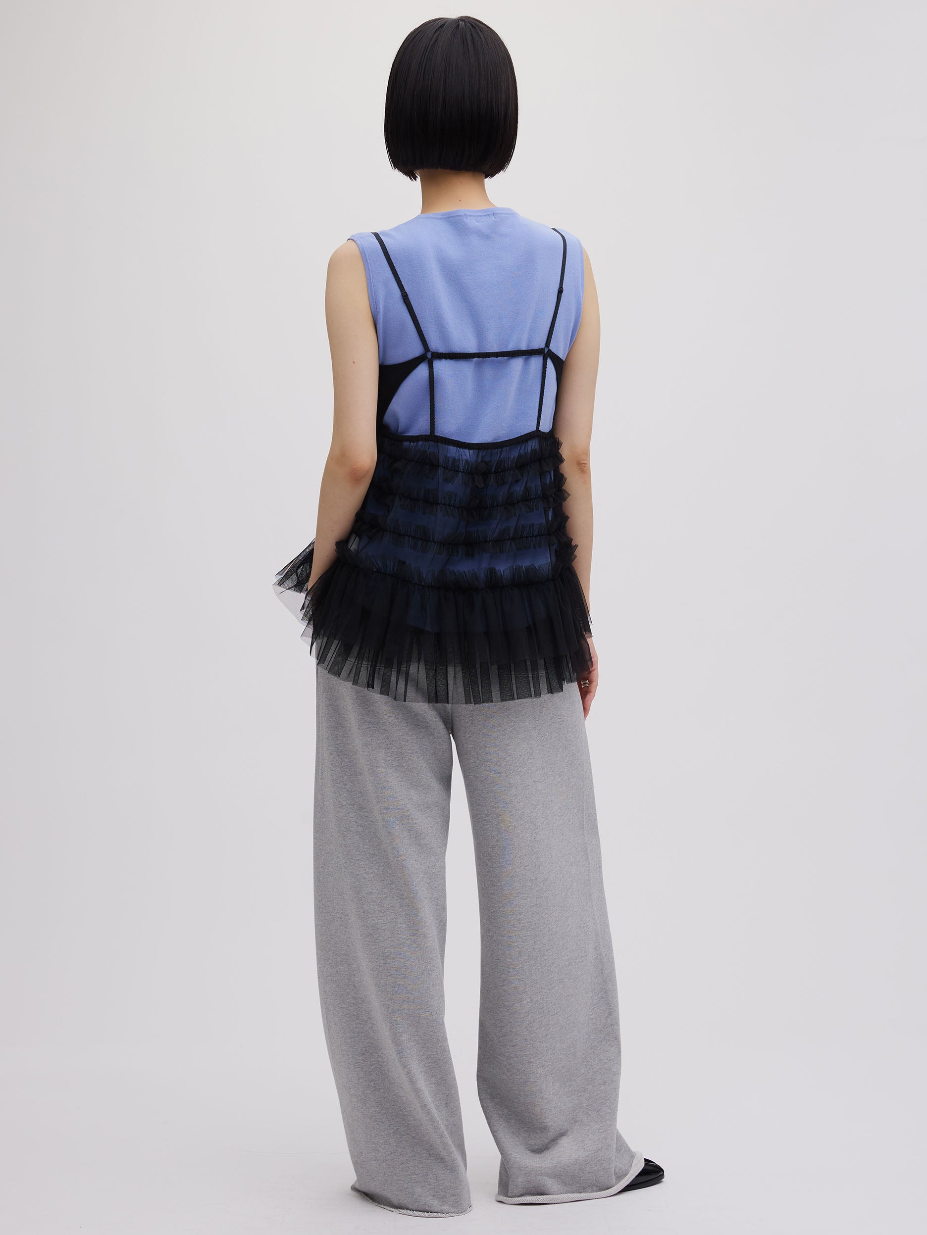BLACK TULLE RAFFLE CAMI TOP