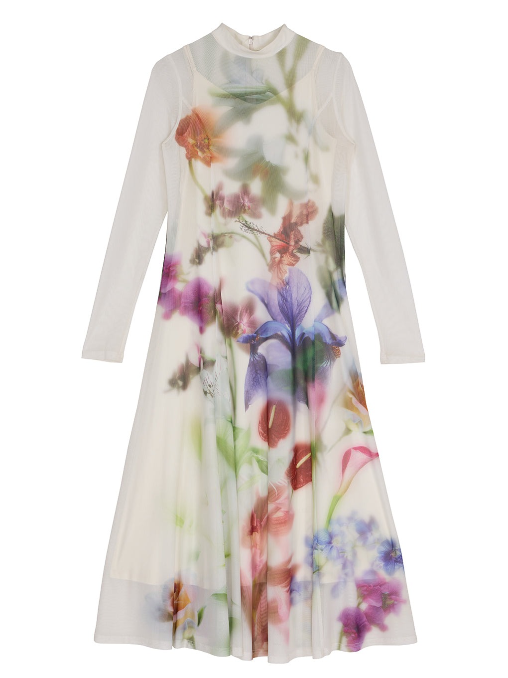 SMOKE FLOWER FLARE DRESS