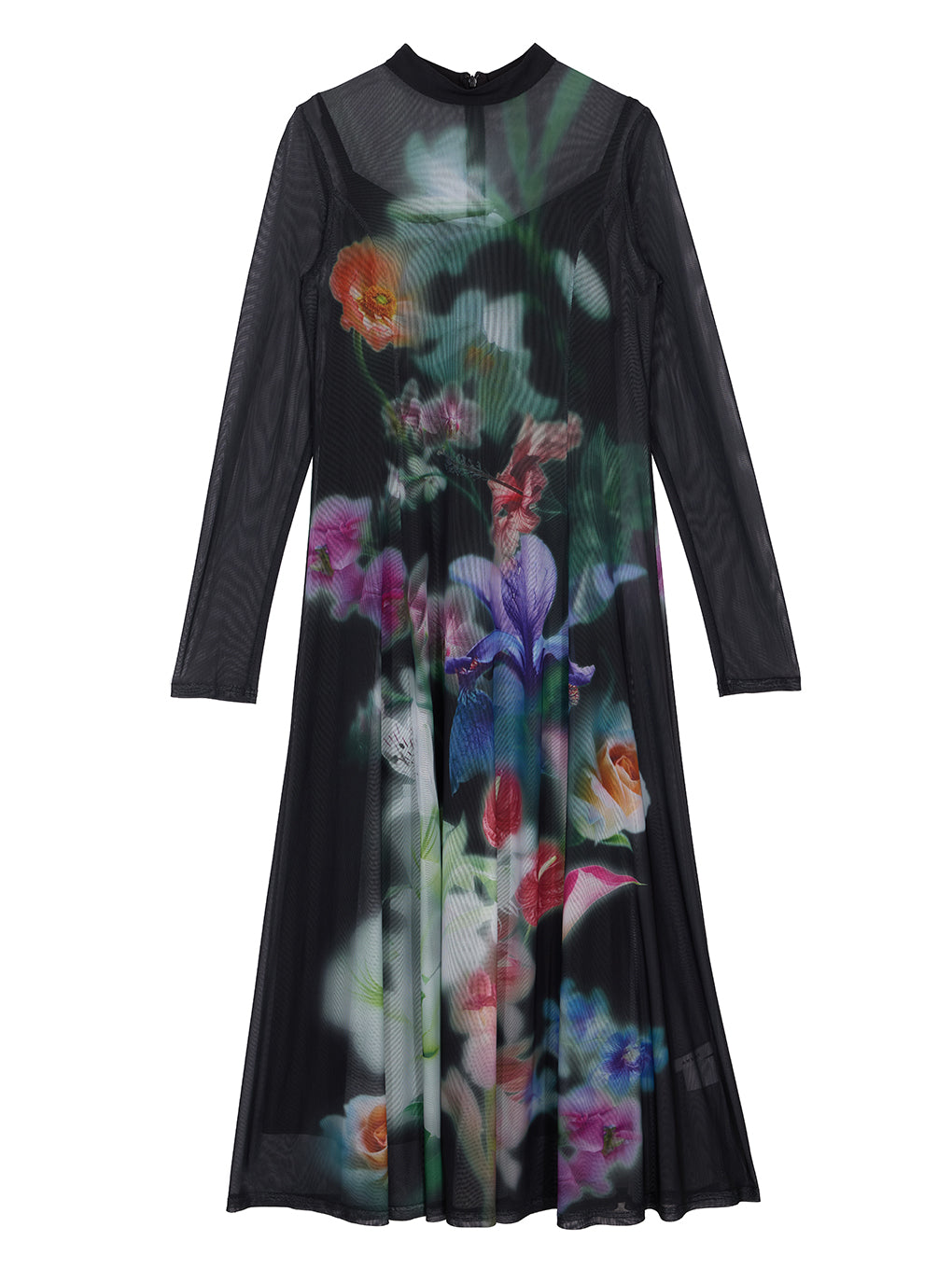 SMOKE FLOWER FLARE DRESS