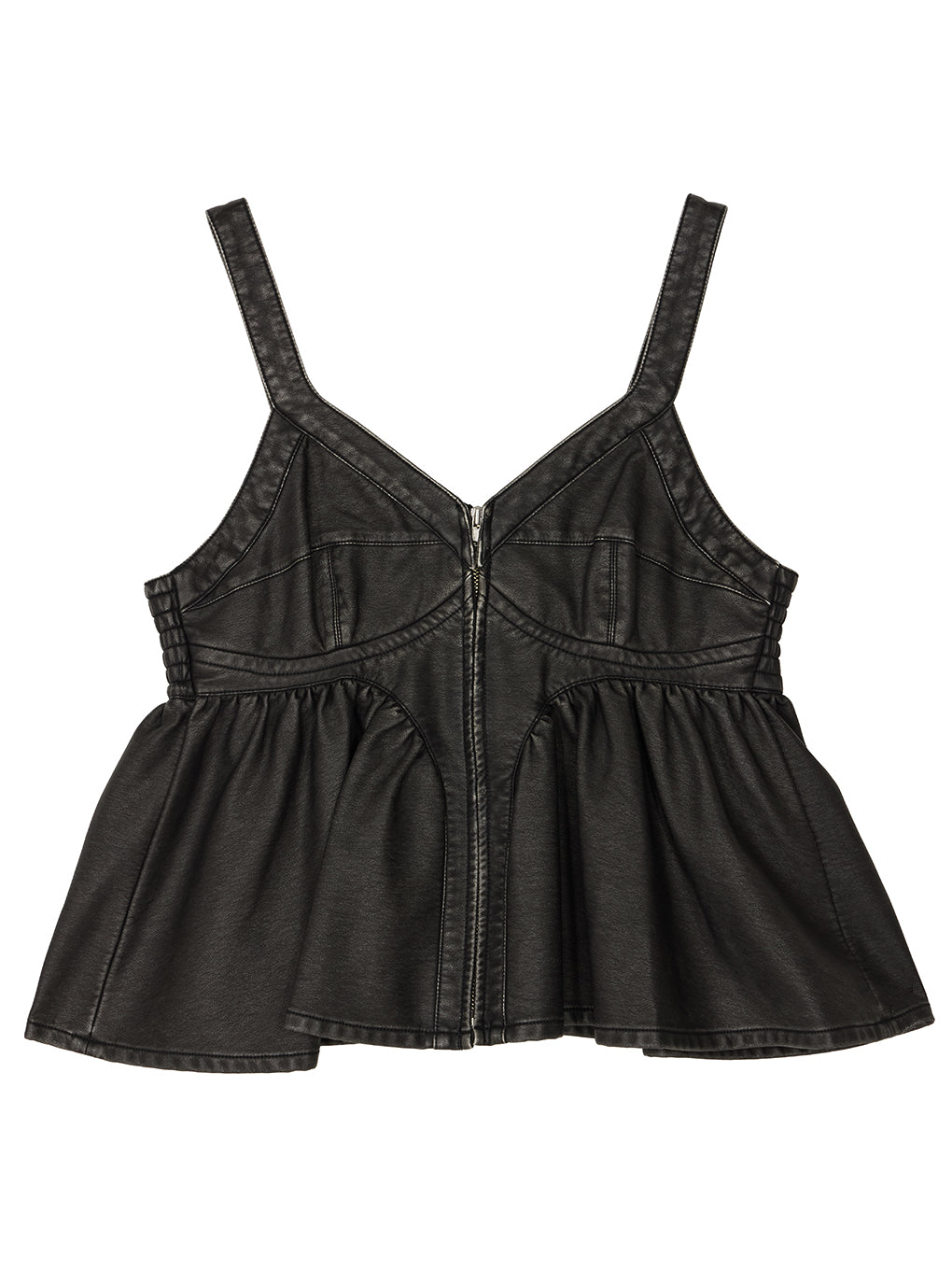 GRUNGE SYNTHETIC LEATHER PEPLUM BUSTIER