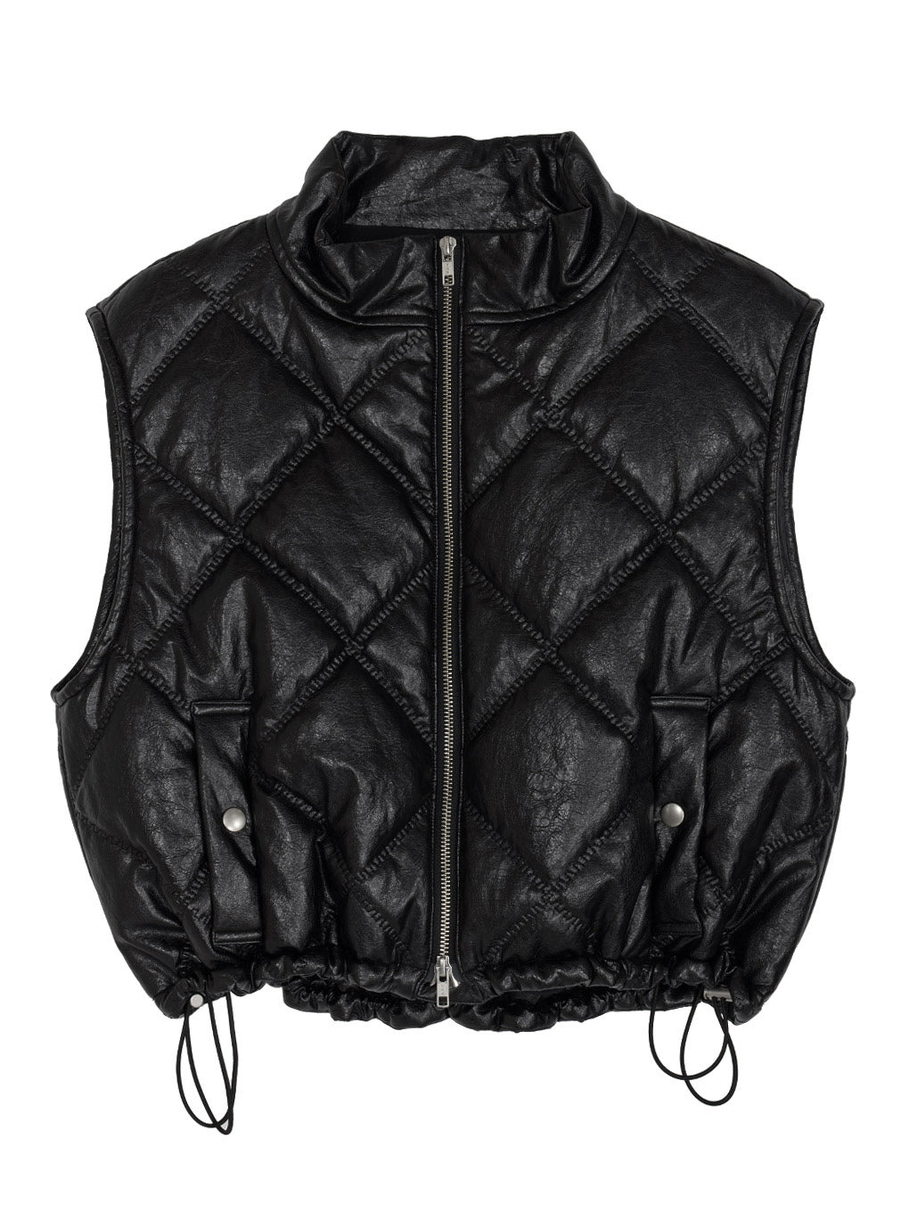 SYNTHETIC LEATHER QUILTING MINI VEST
