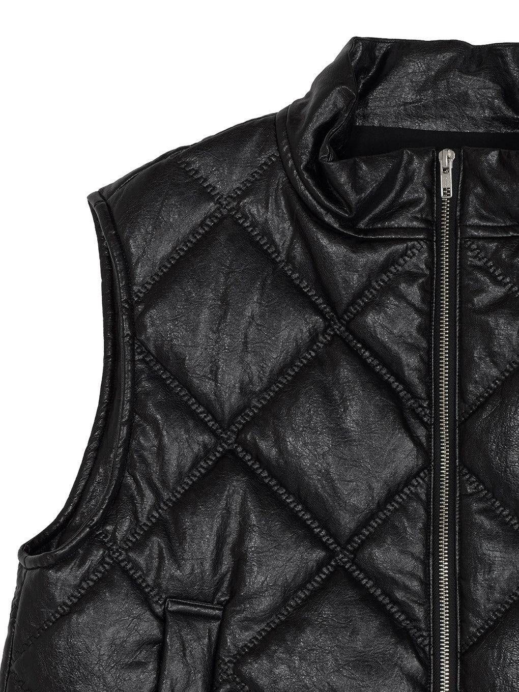 SYNTHETIC LEATHER QUILTING MINI VEST