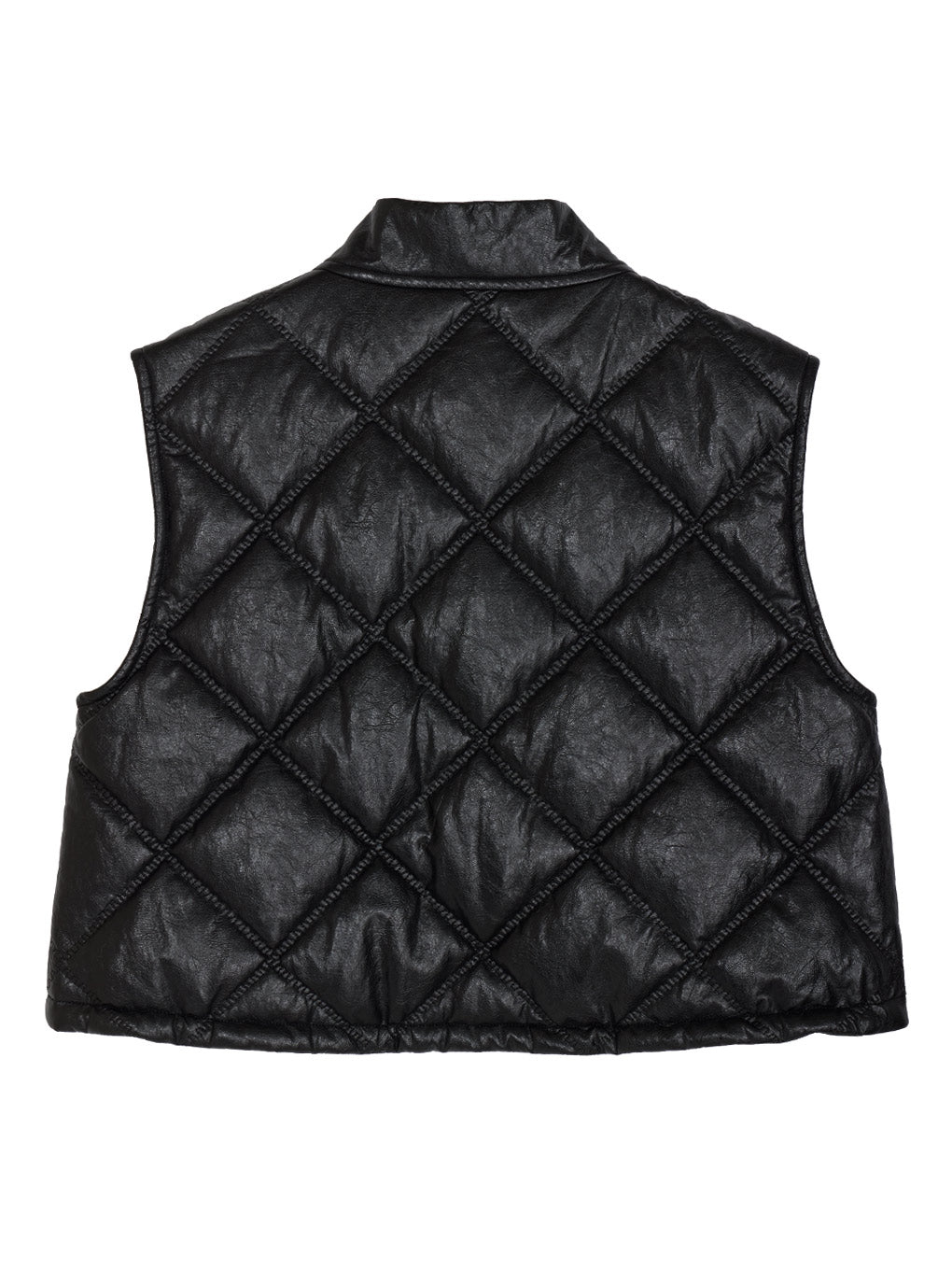 SYNTHETIC LEATHER QUILTING MINI VEST