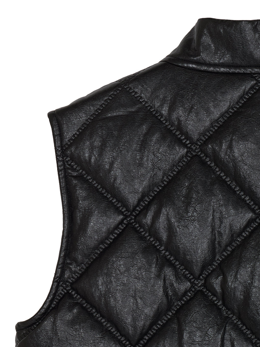 SYNTHETIC LEATHER QUILTING MINI VEST