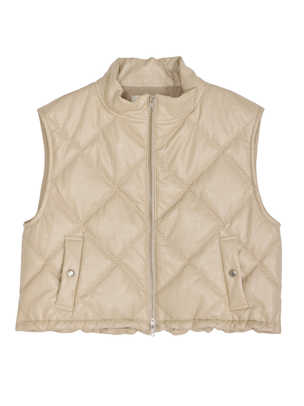 SYNTHETIC LEATHER QUILTING MINI VEST